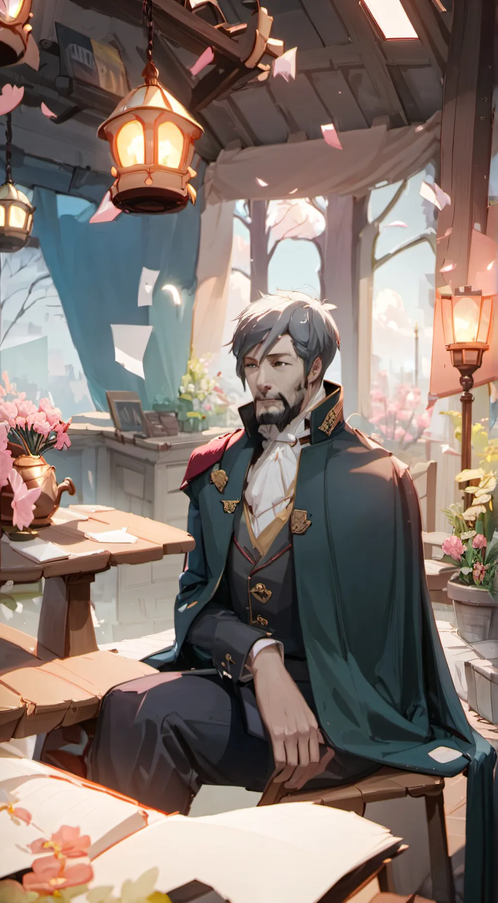 ai character: lantern background