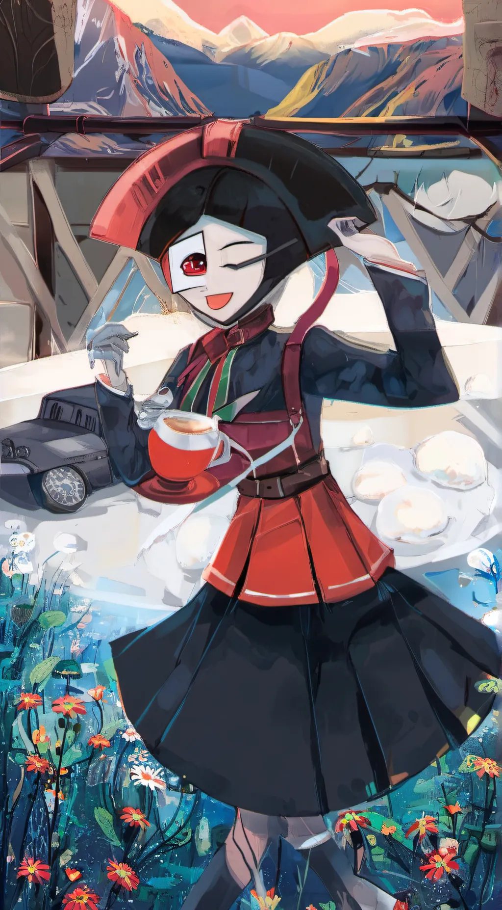 ai character: Fox_the_red background