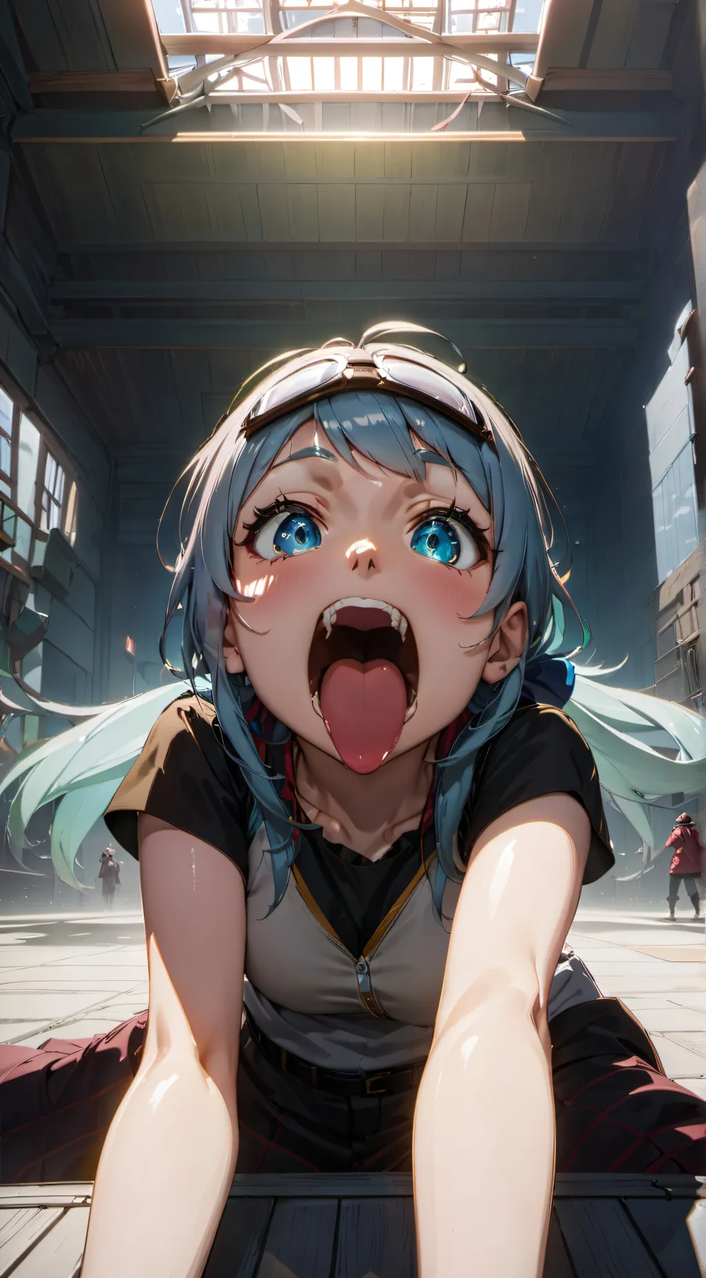 ai character: Giant Hungry Girl background