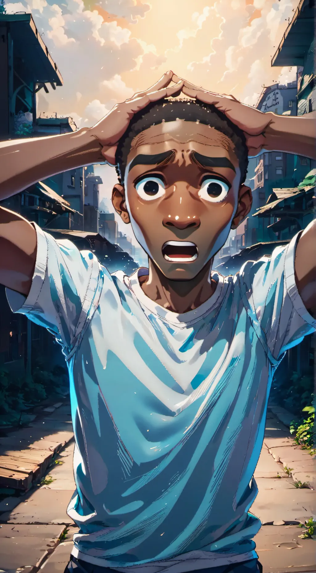 ai character: Shocked man background