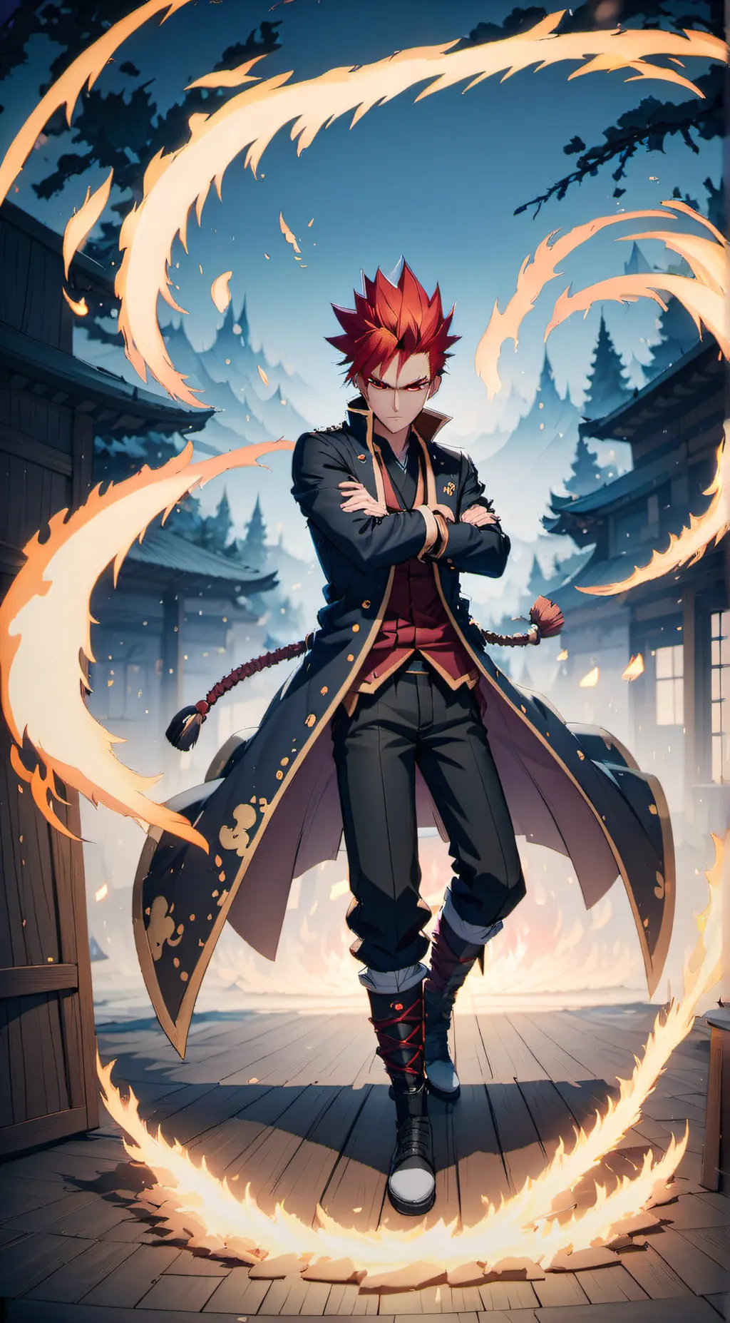 ai character: flames  background