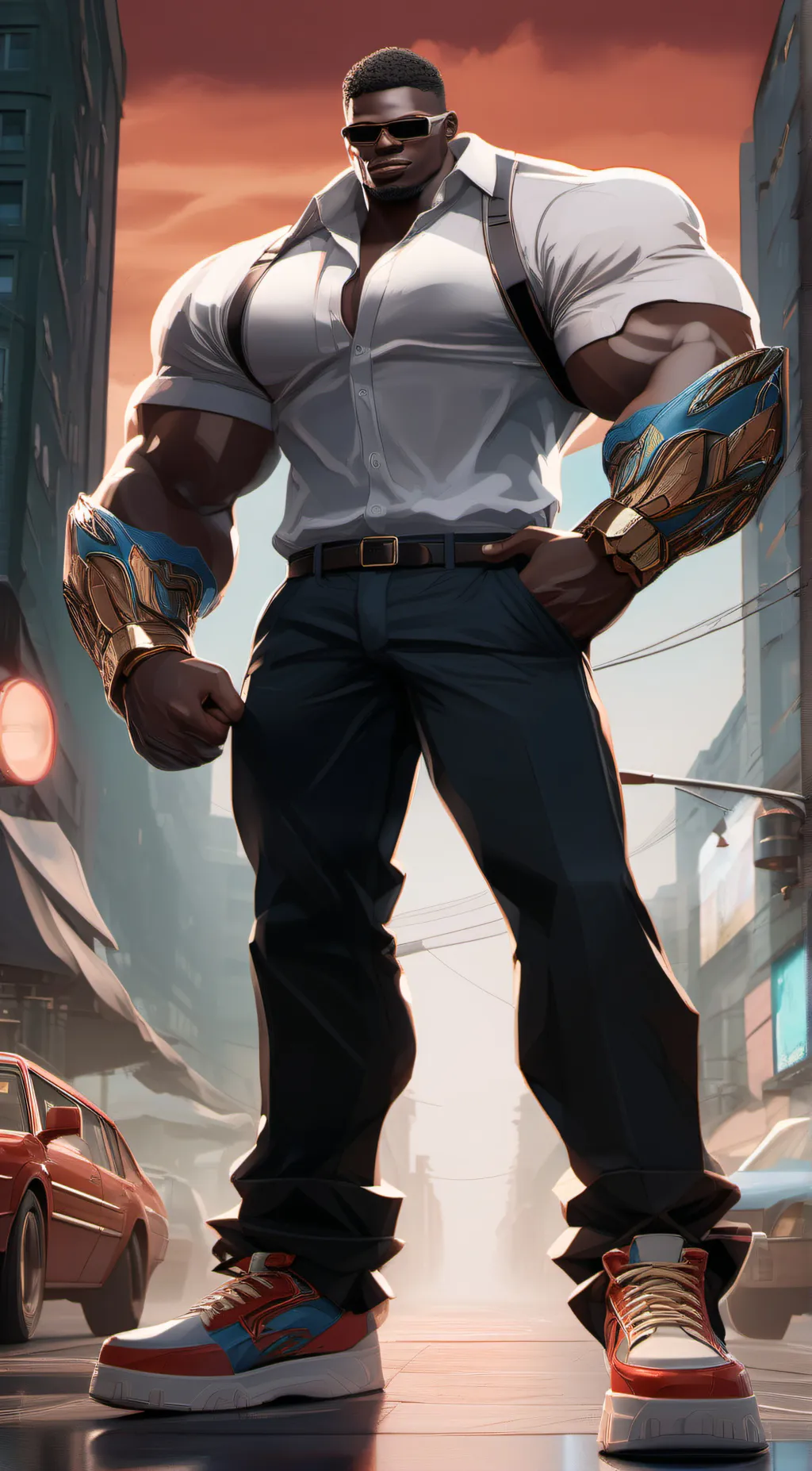 ai character: giga Chad withNike background