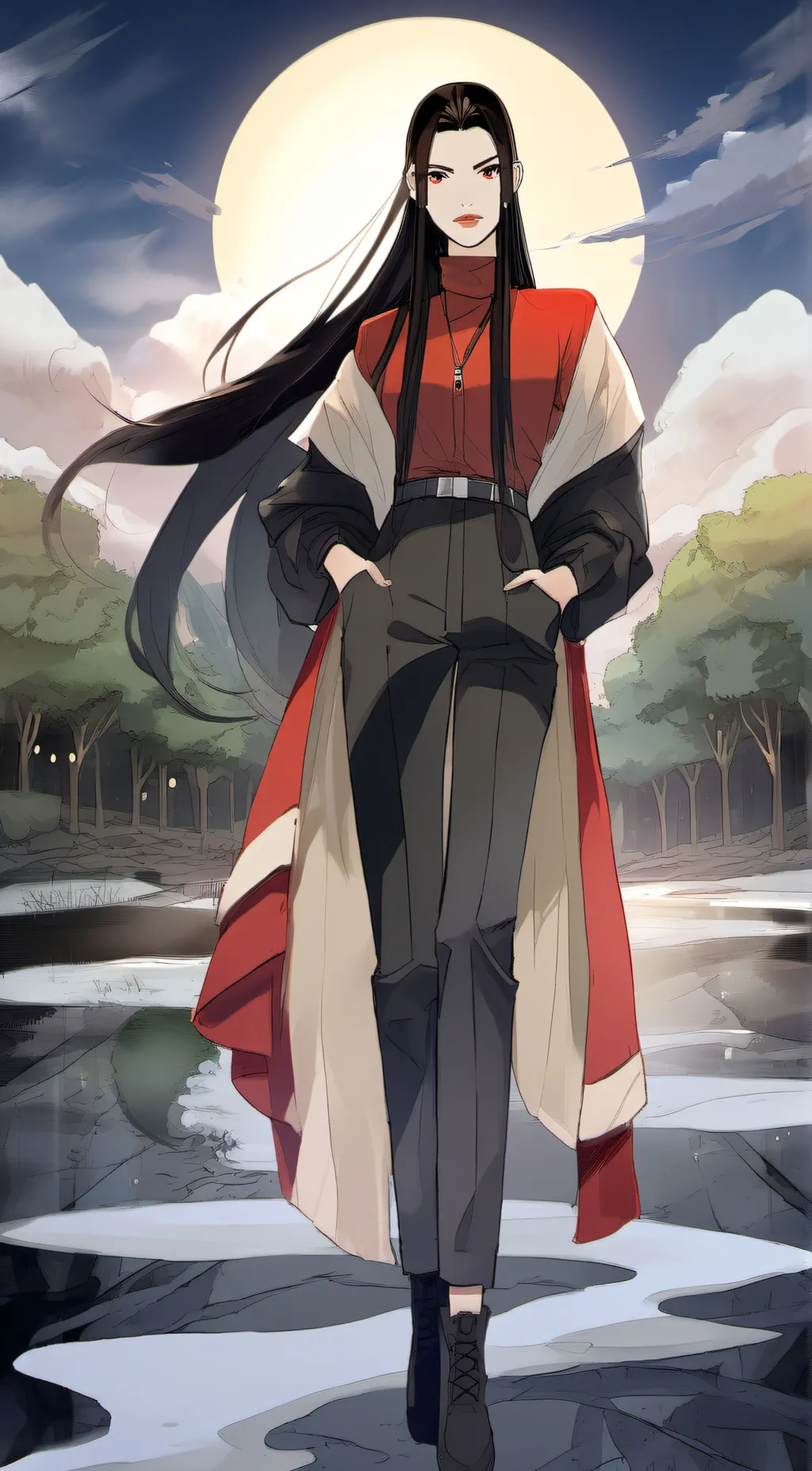 ai character: Tara Black background