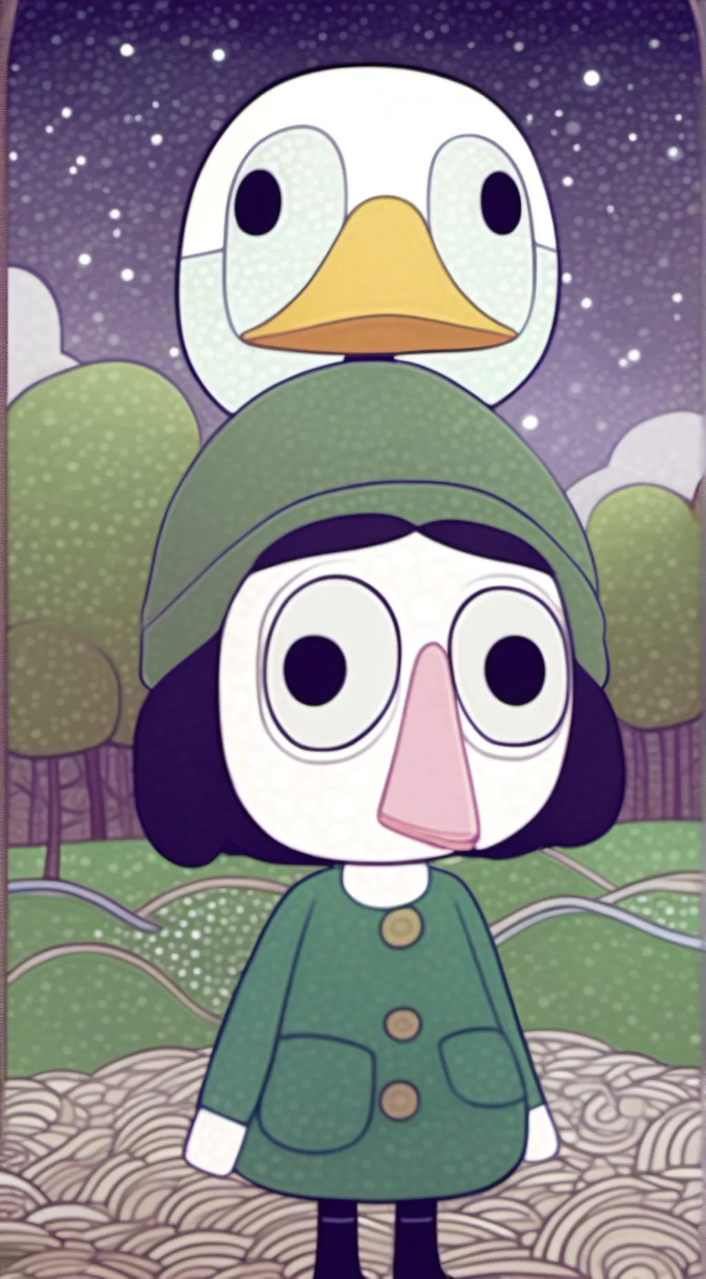 ai character: Sarah & Duck background