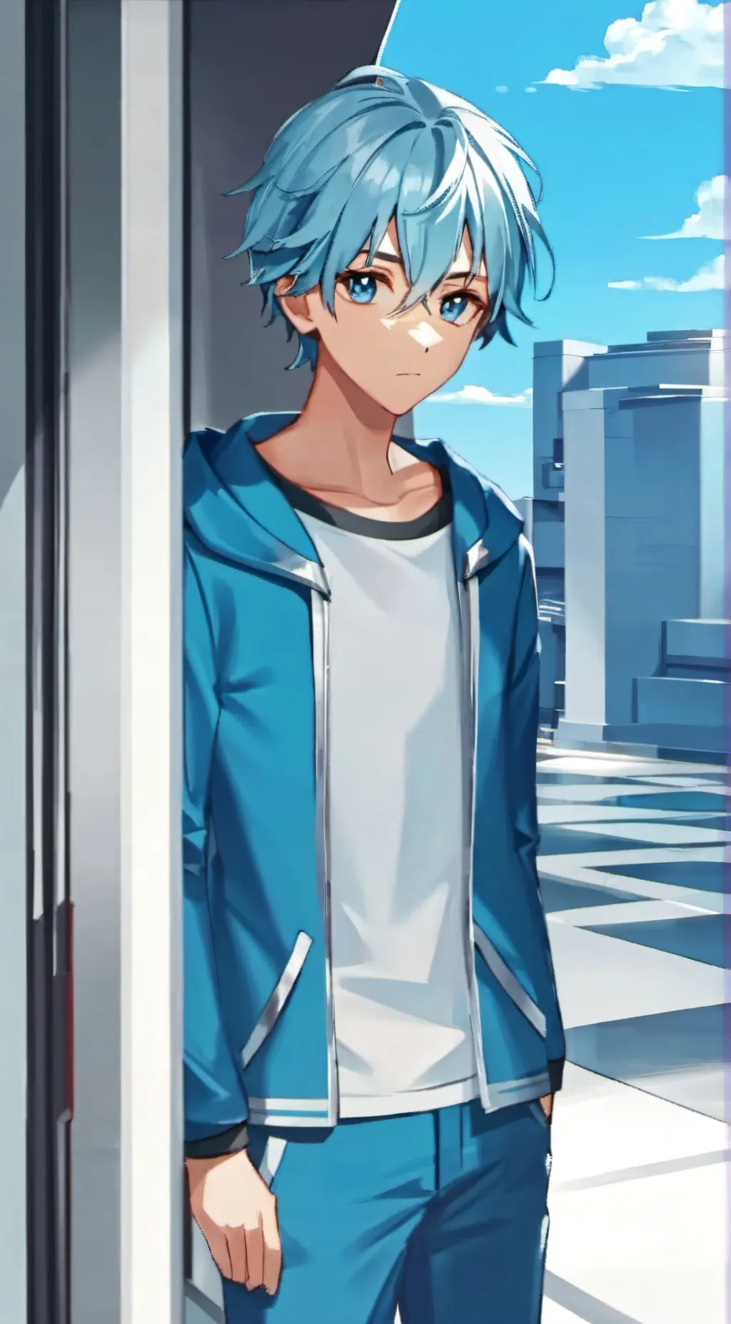 ai character: Blue background