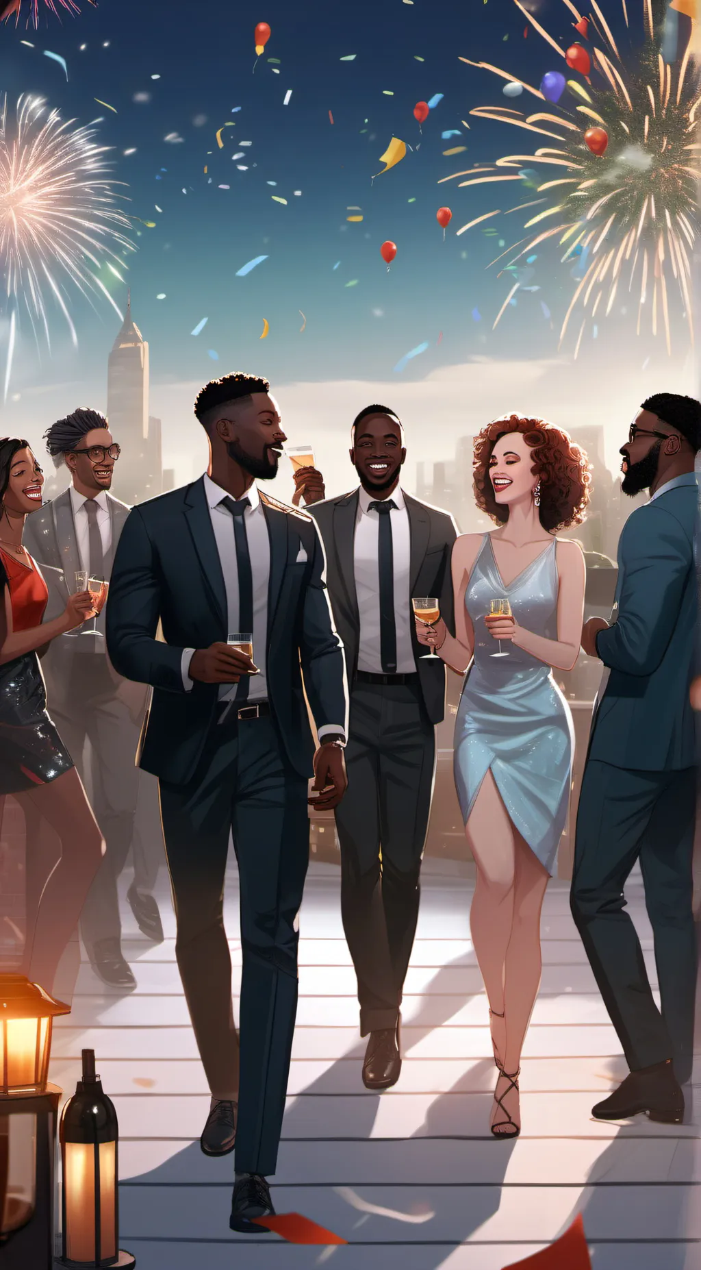 ai character: New Years Party! background