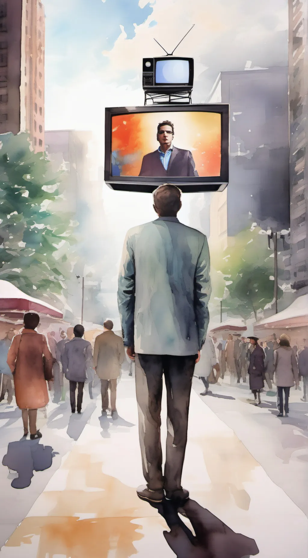 ai character: tv man background