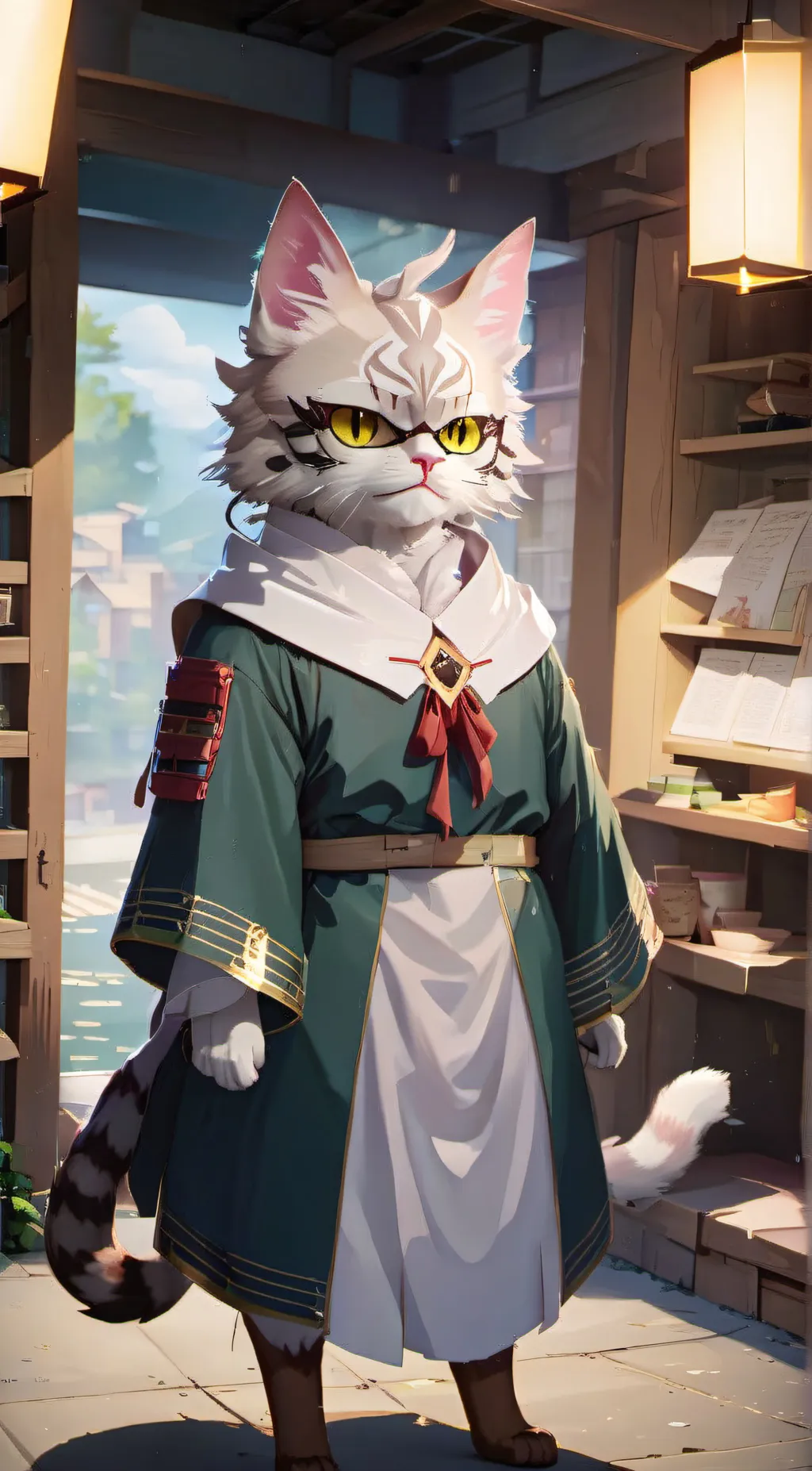 ai character: ninja cat background