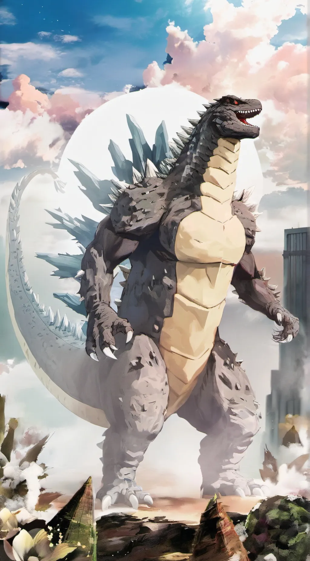 ai character: godzilla background