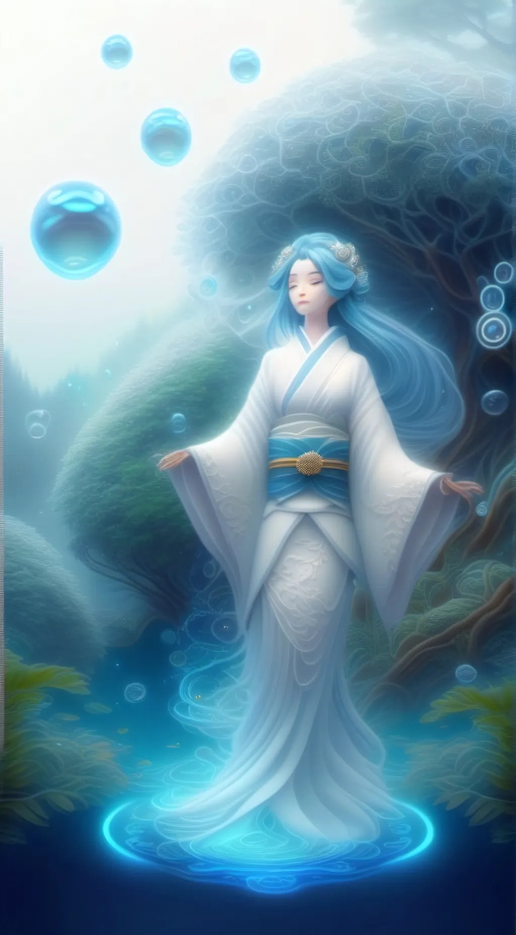 ai character: bubble Yokai  background