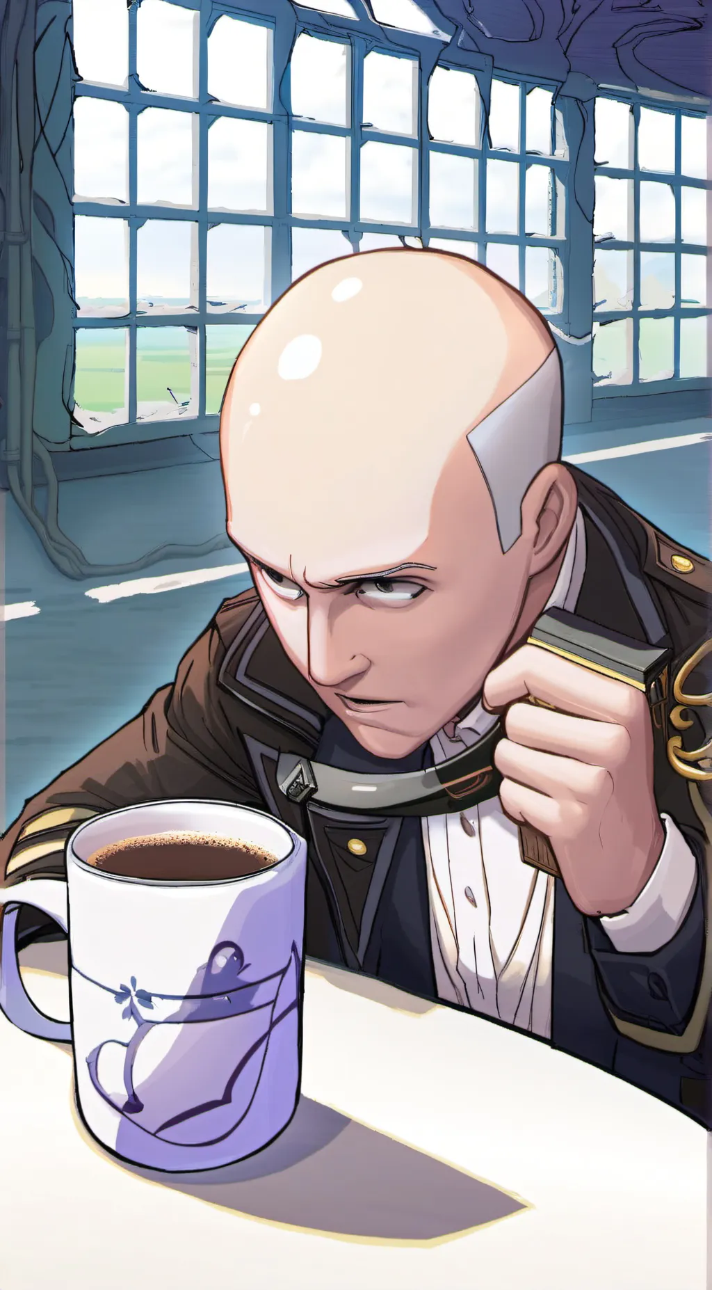 ai character: egg head background