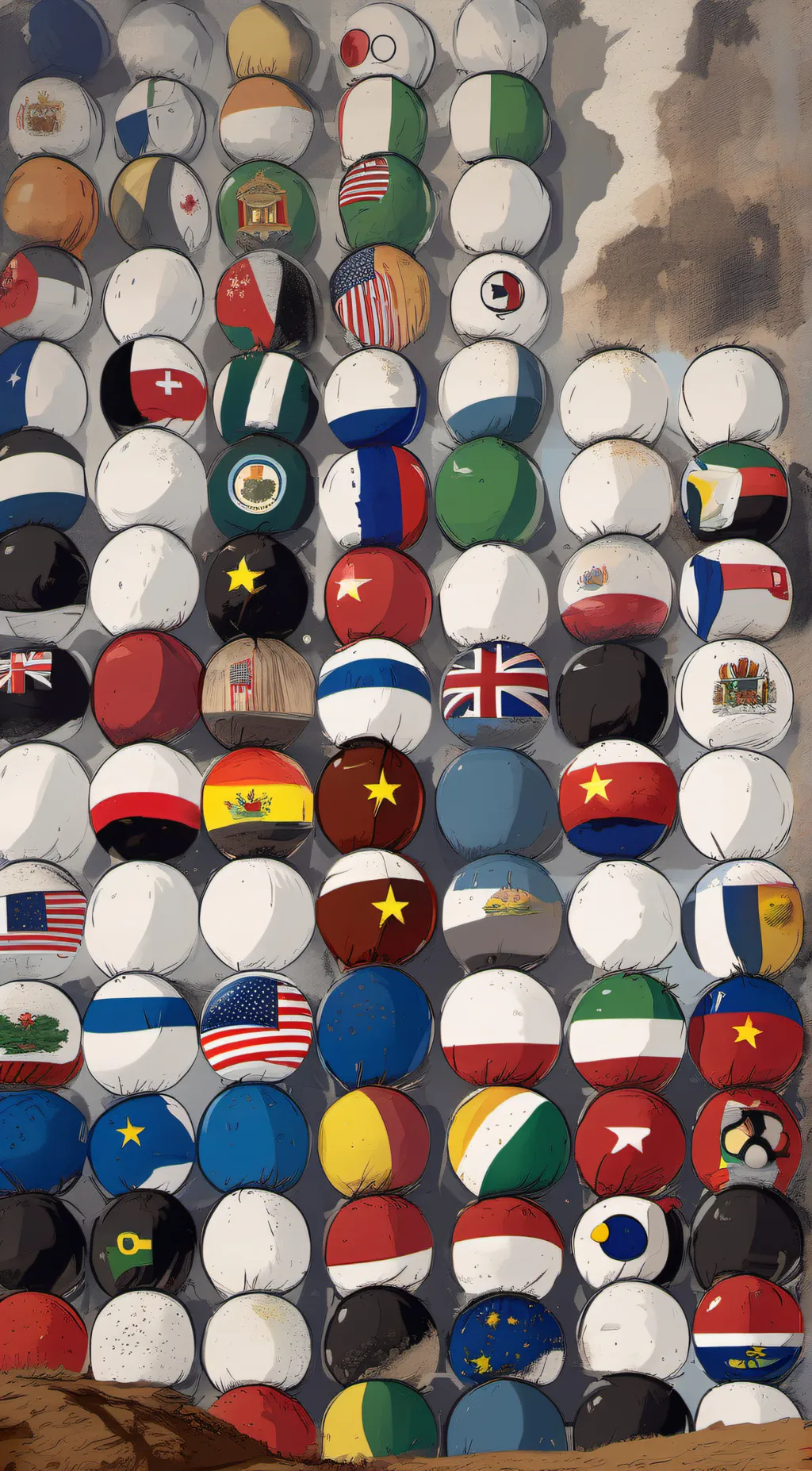 ai character: countryballs  background