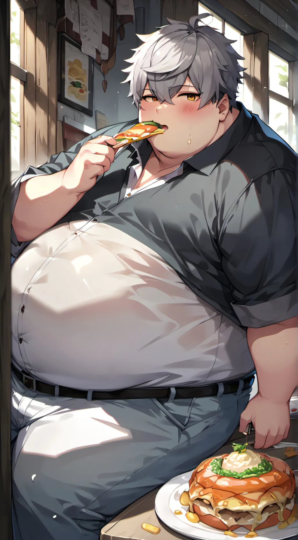 ai character: Fat boyfriend  background