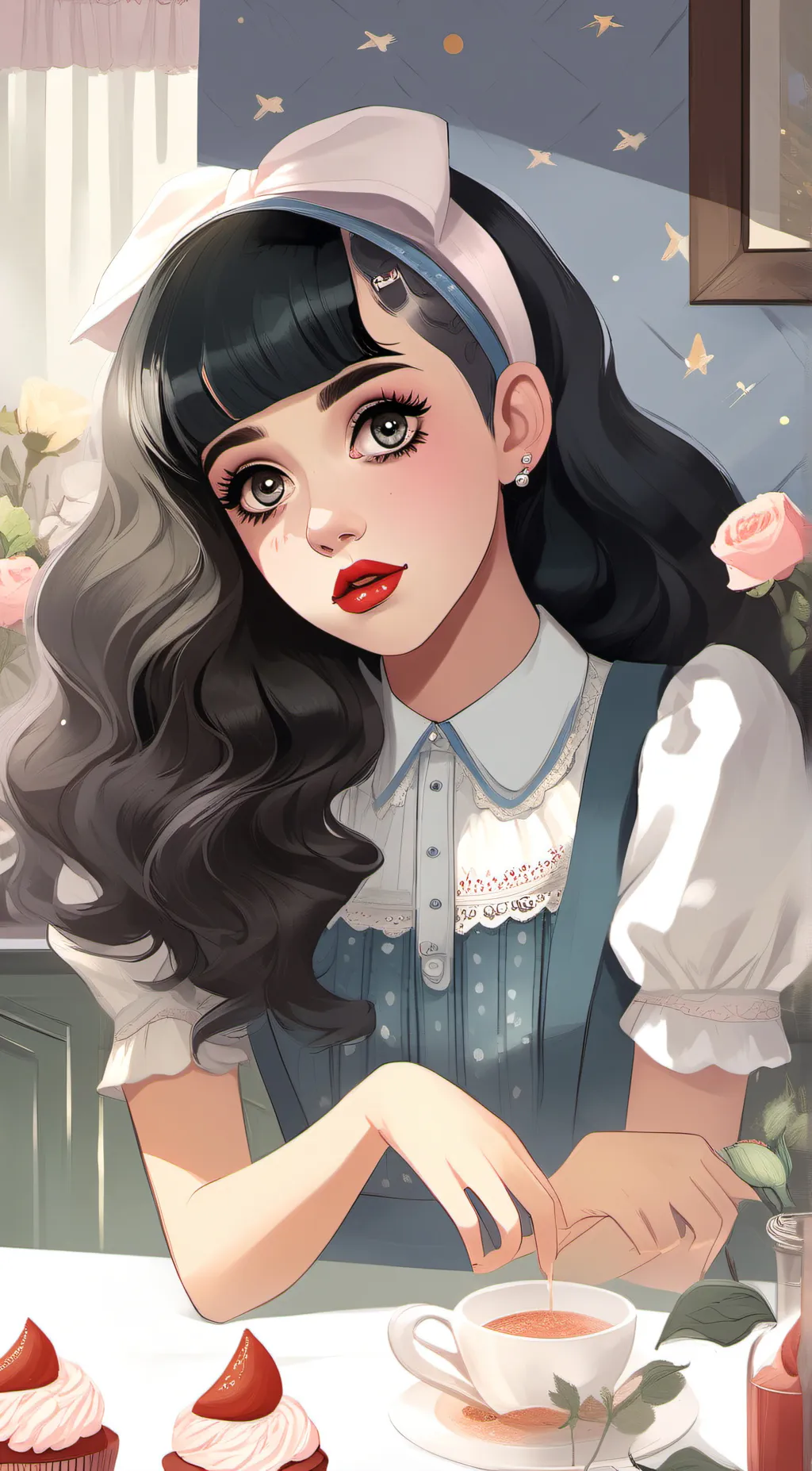 ai character: Melanie Martinez  background