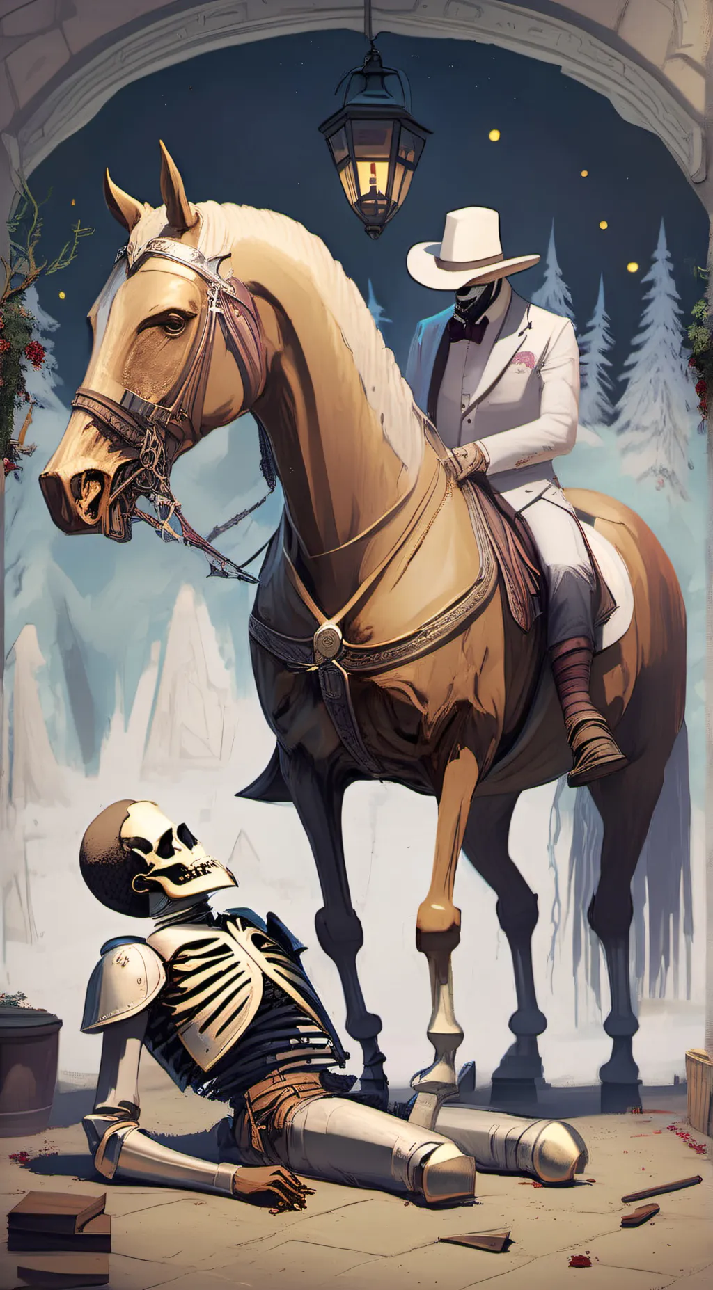 ai character: Headless horse man background