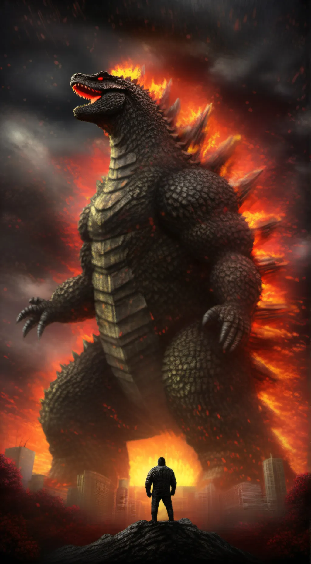 ai character: Thermo gojira background
