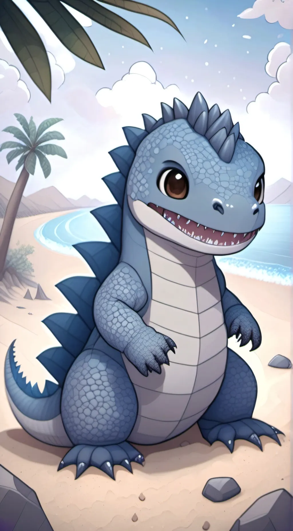 ai character: Godzilla/baby background