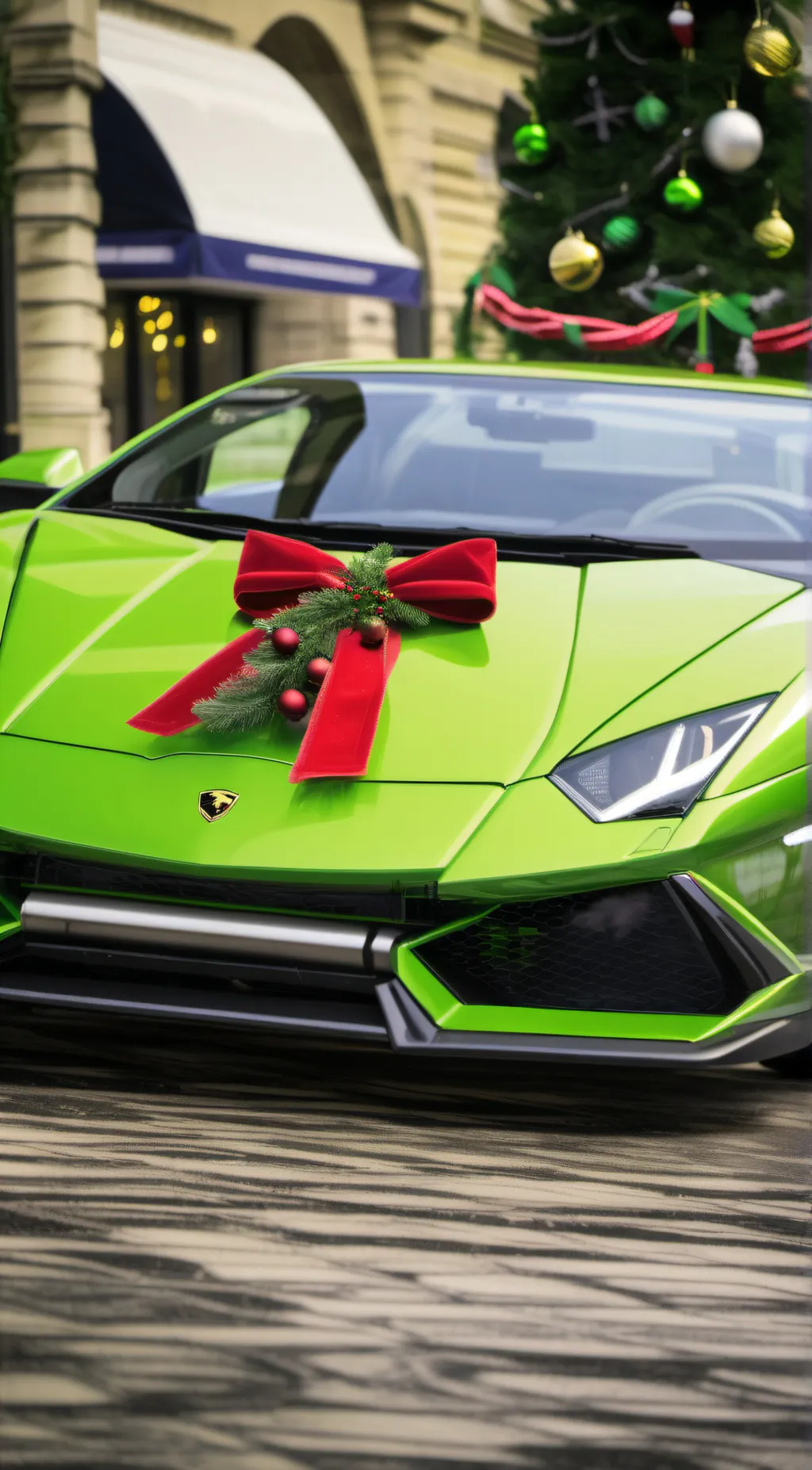 ai character: Green lambo  background