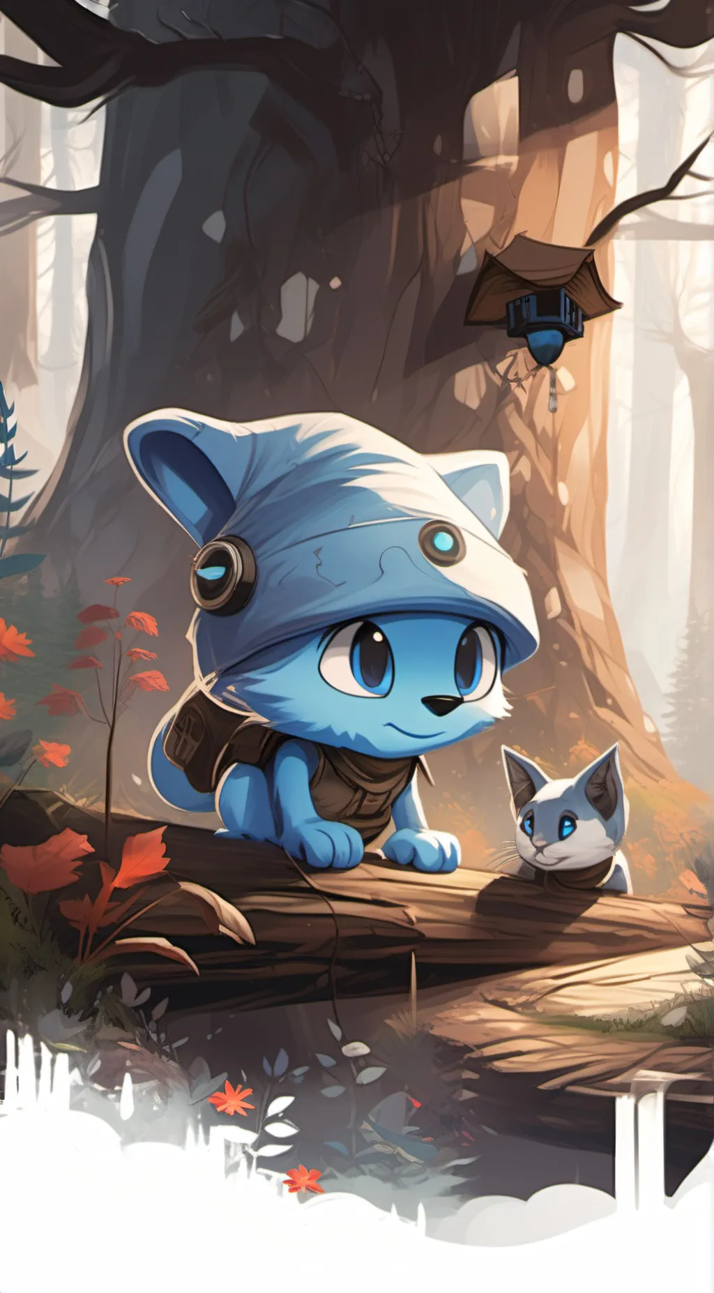 ai character: blue Smurf cat background