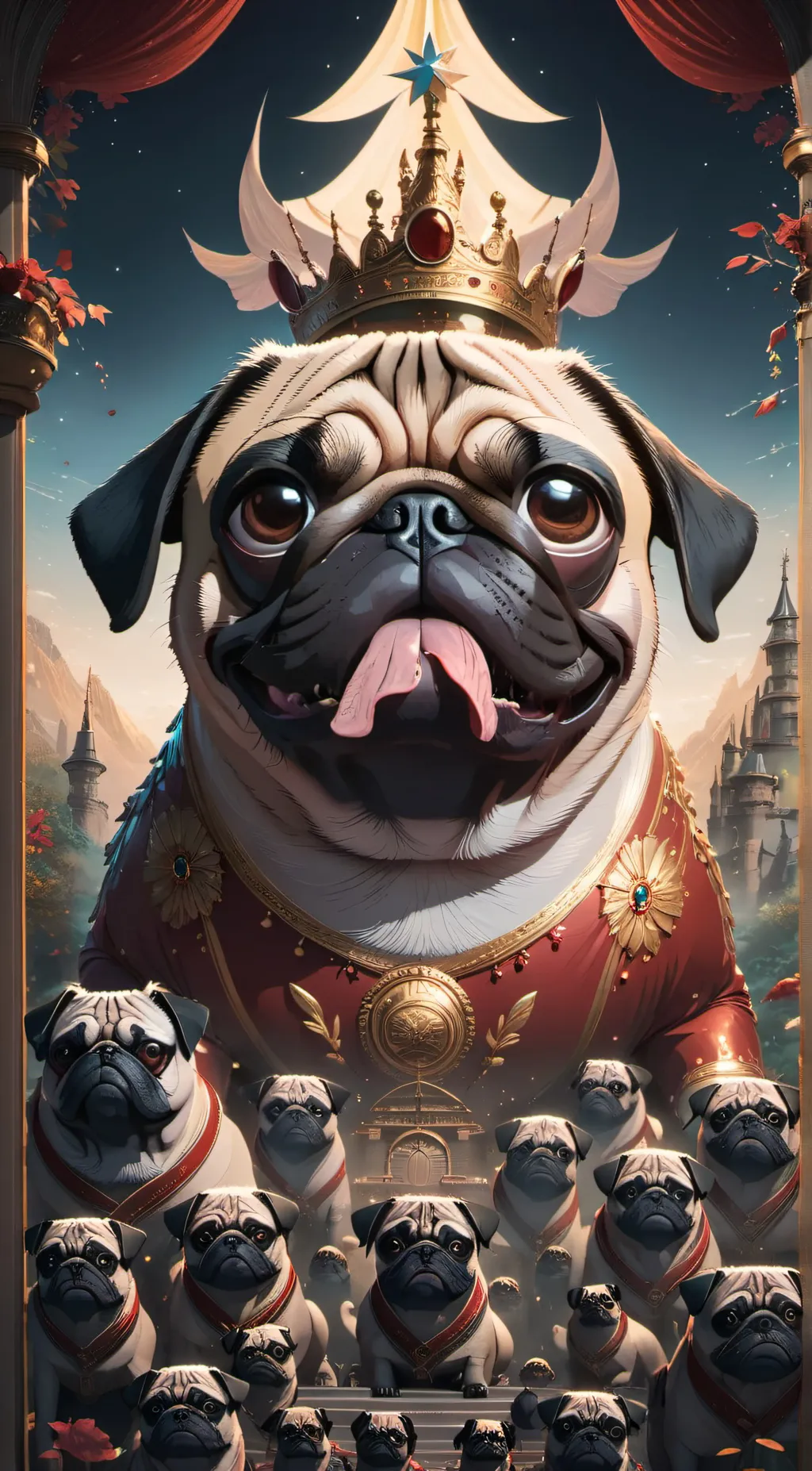 ai character: king pug background