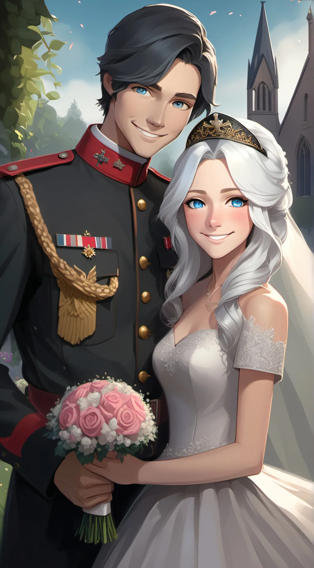 ai character: Peony and Darius background