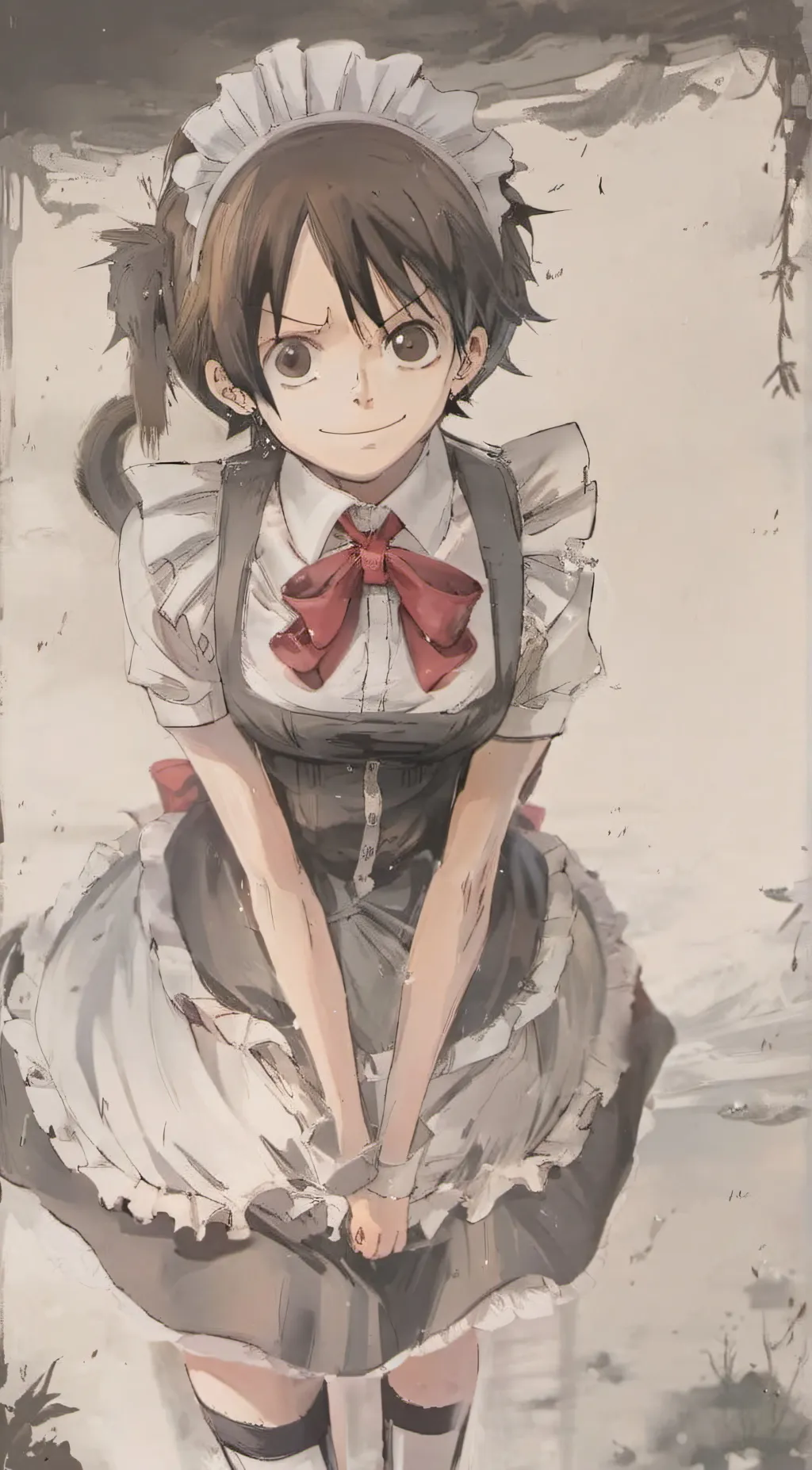 ai character: luffy in a dress 😏 background