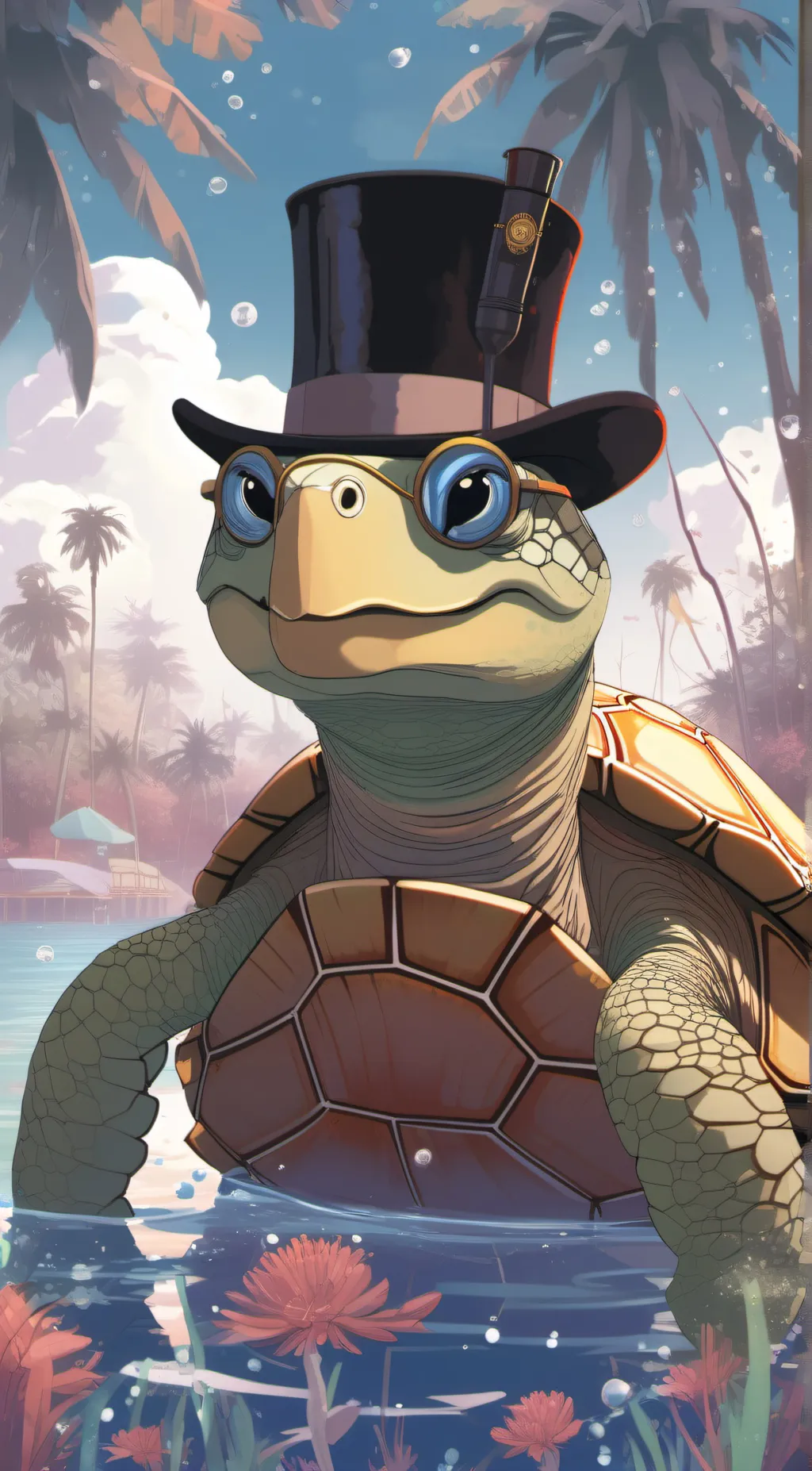 ai character:  Tyler fancy turtl background