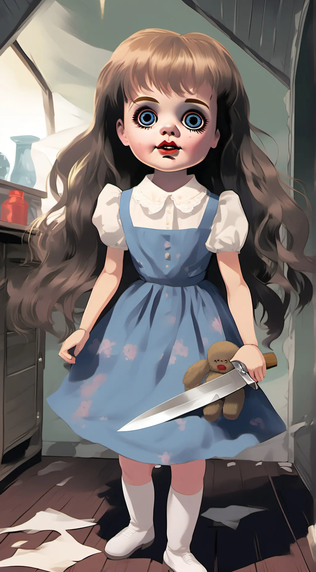 ai character: Evil Killer doll background