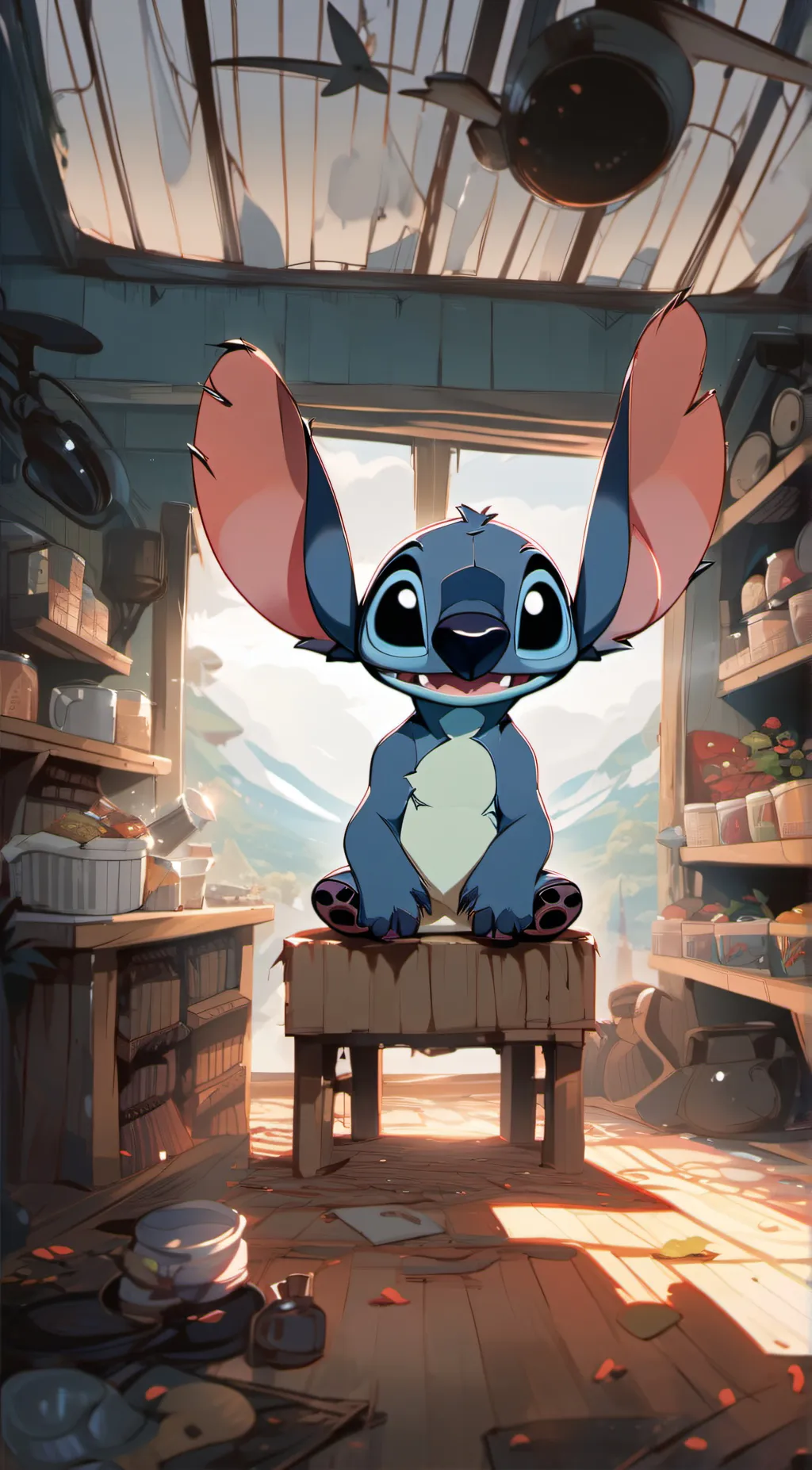 ai character: stitch background