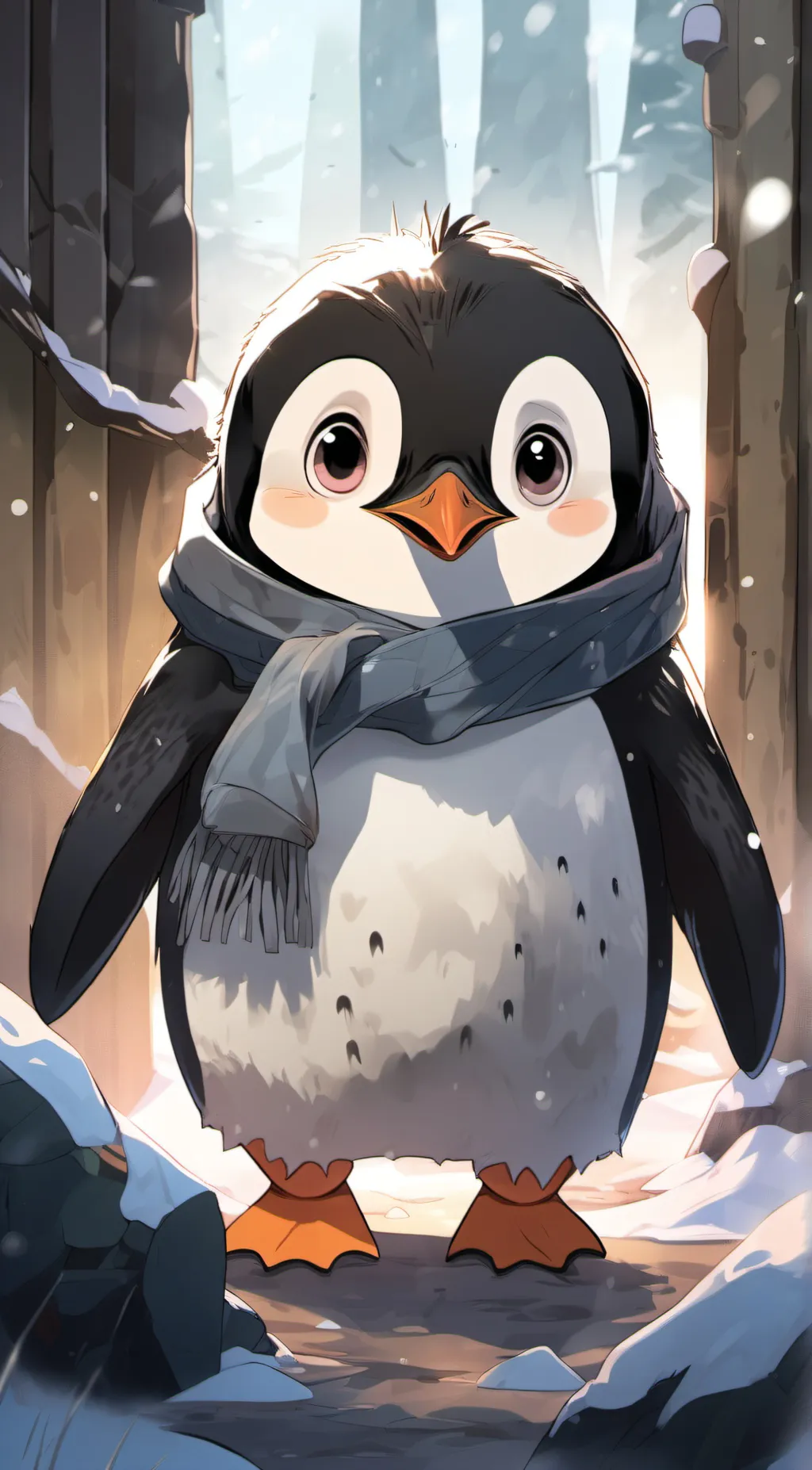 ai character: Baby penguin  background