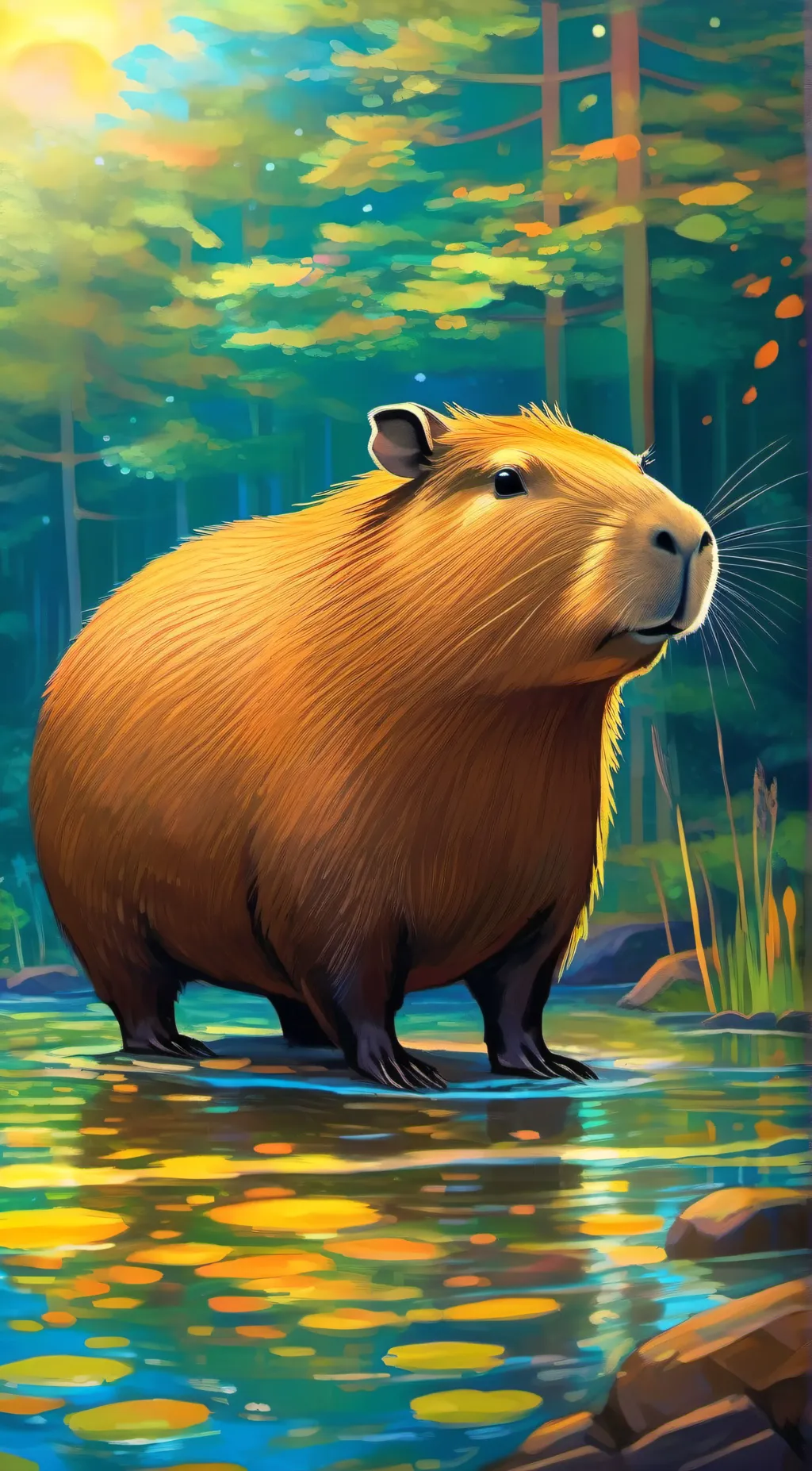 ai character: capybara  background