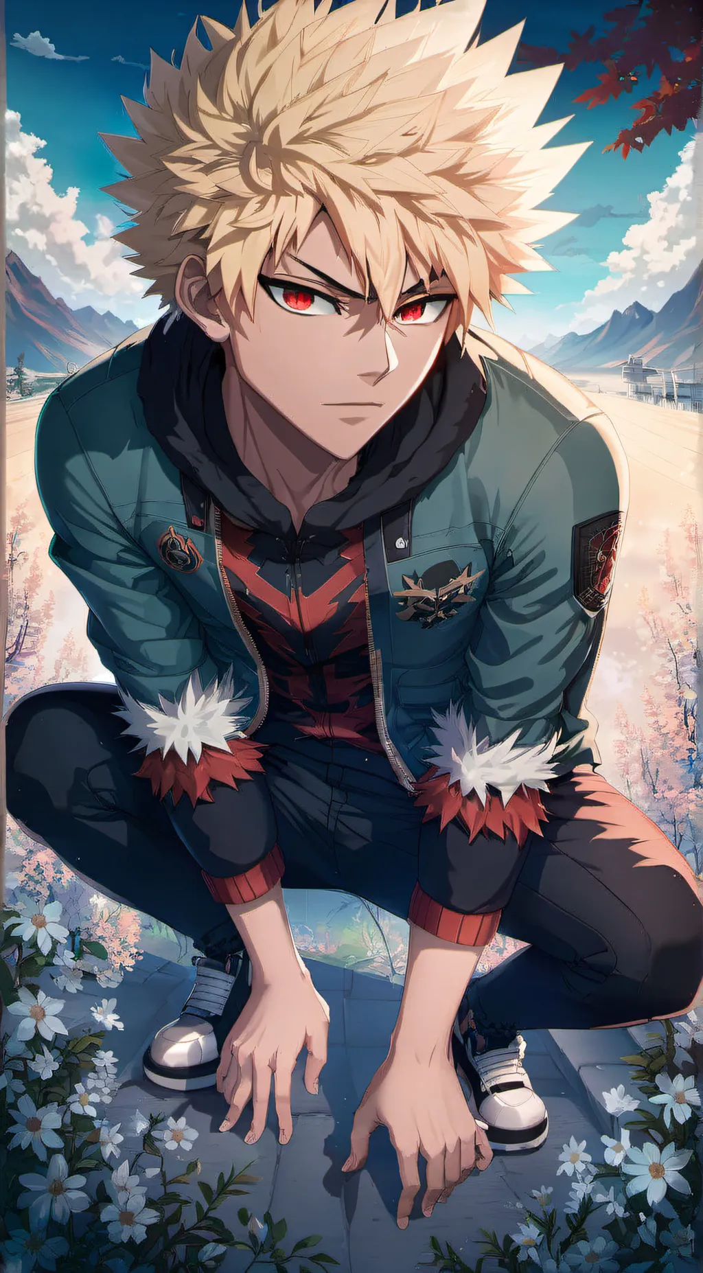 ai character: Katsuki Bakugo  background