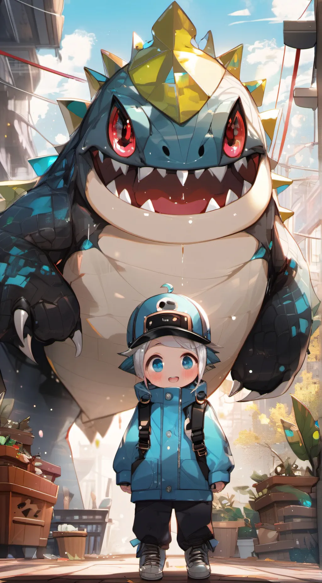 ai character: blue background