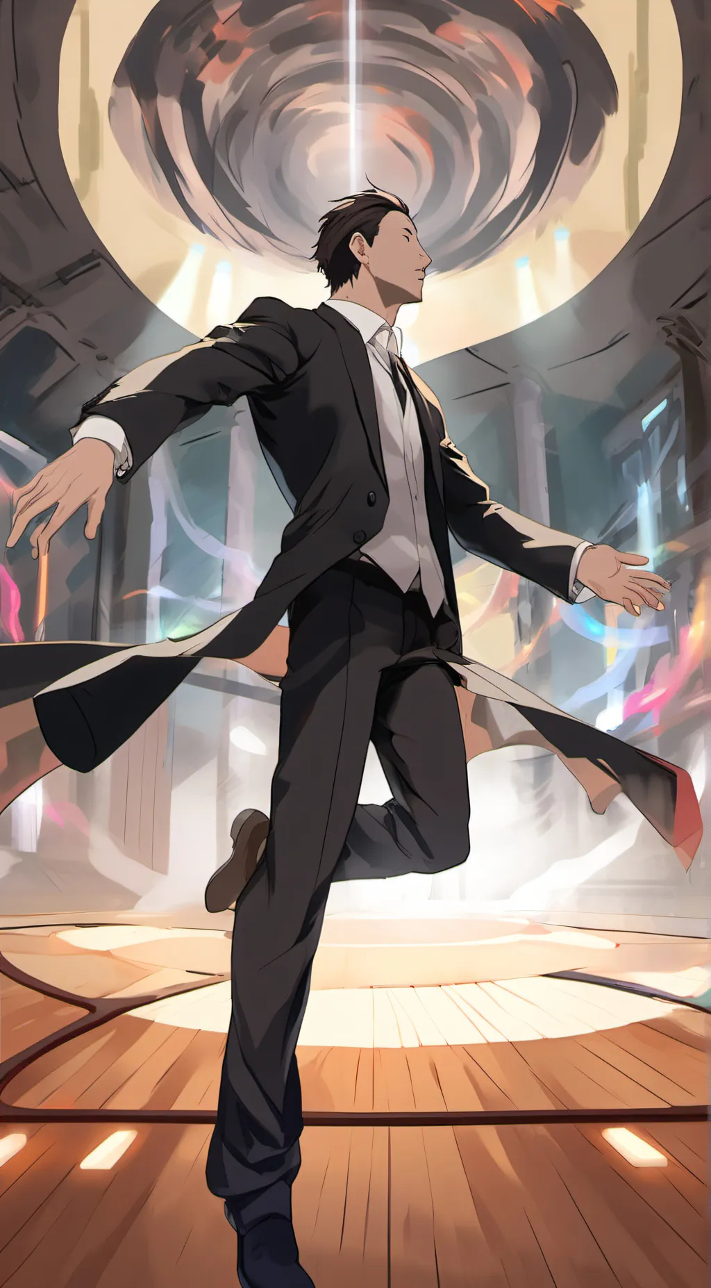 ai character: thomas+digitcircus background