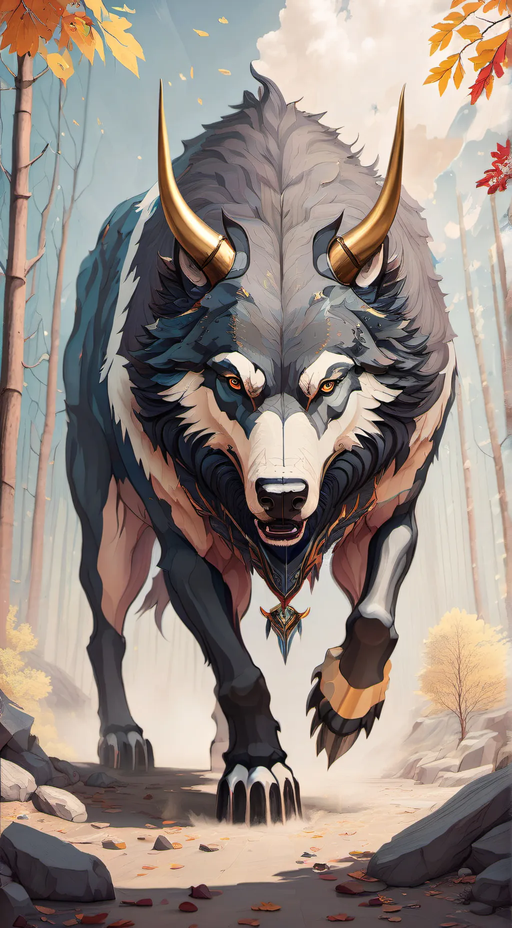 ai character: wolf bull background