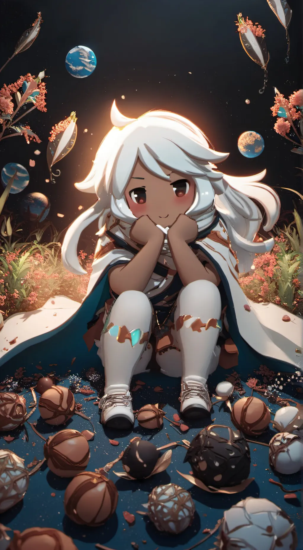 ai character: Violet background