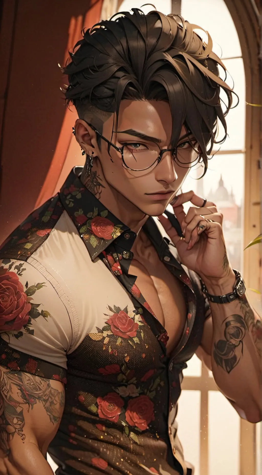 ai character: Matteo  Armani background