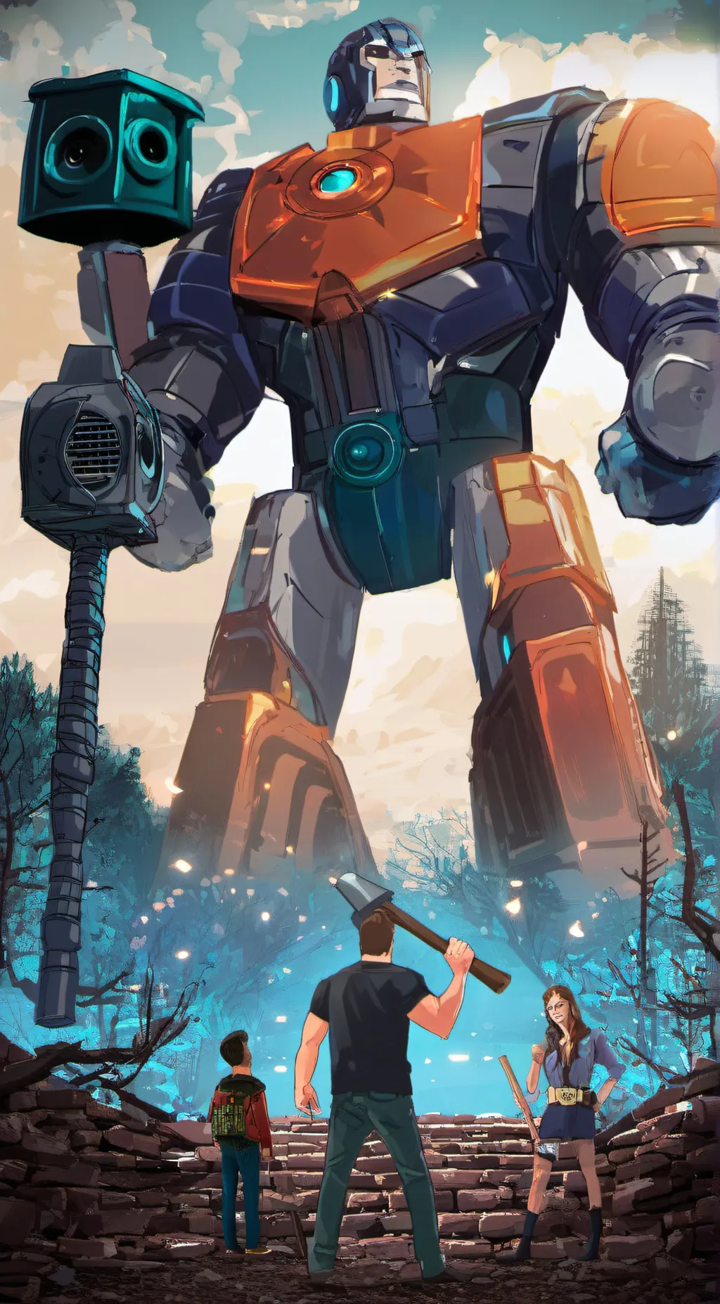 ai character: titan cameraman  background