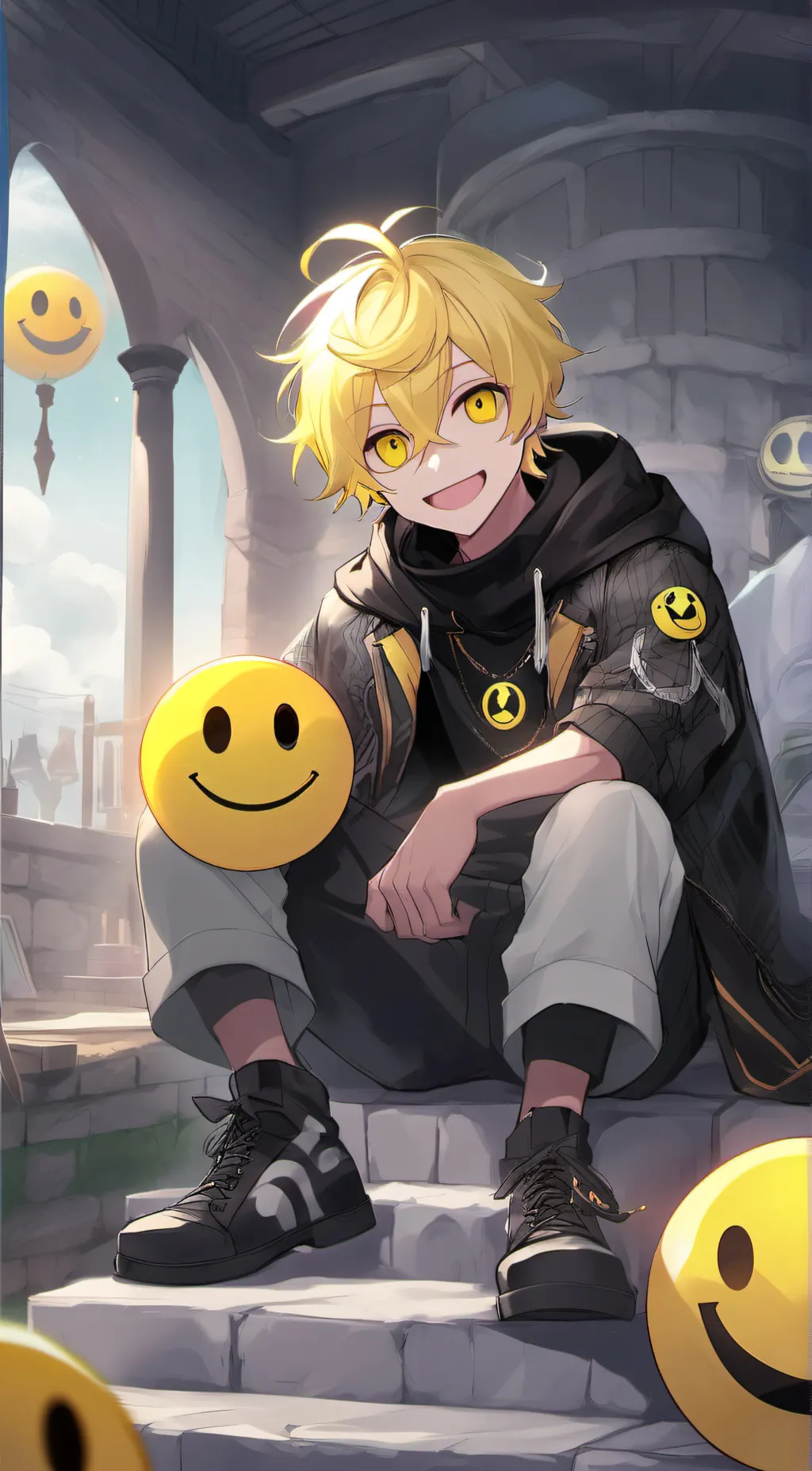 ai character: smile  background