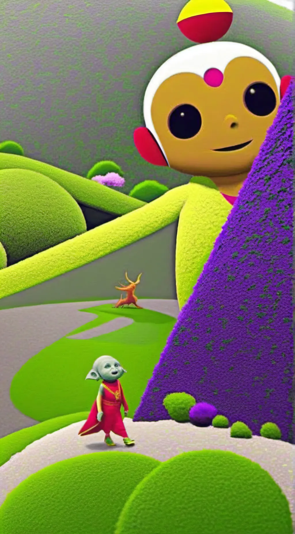 ai character: teletubbies  background