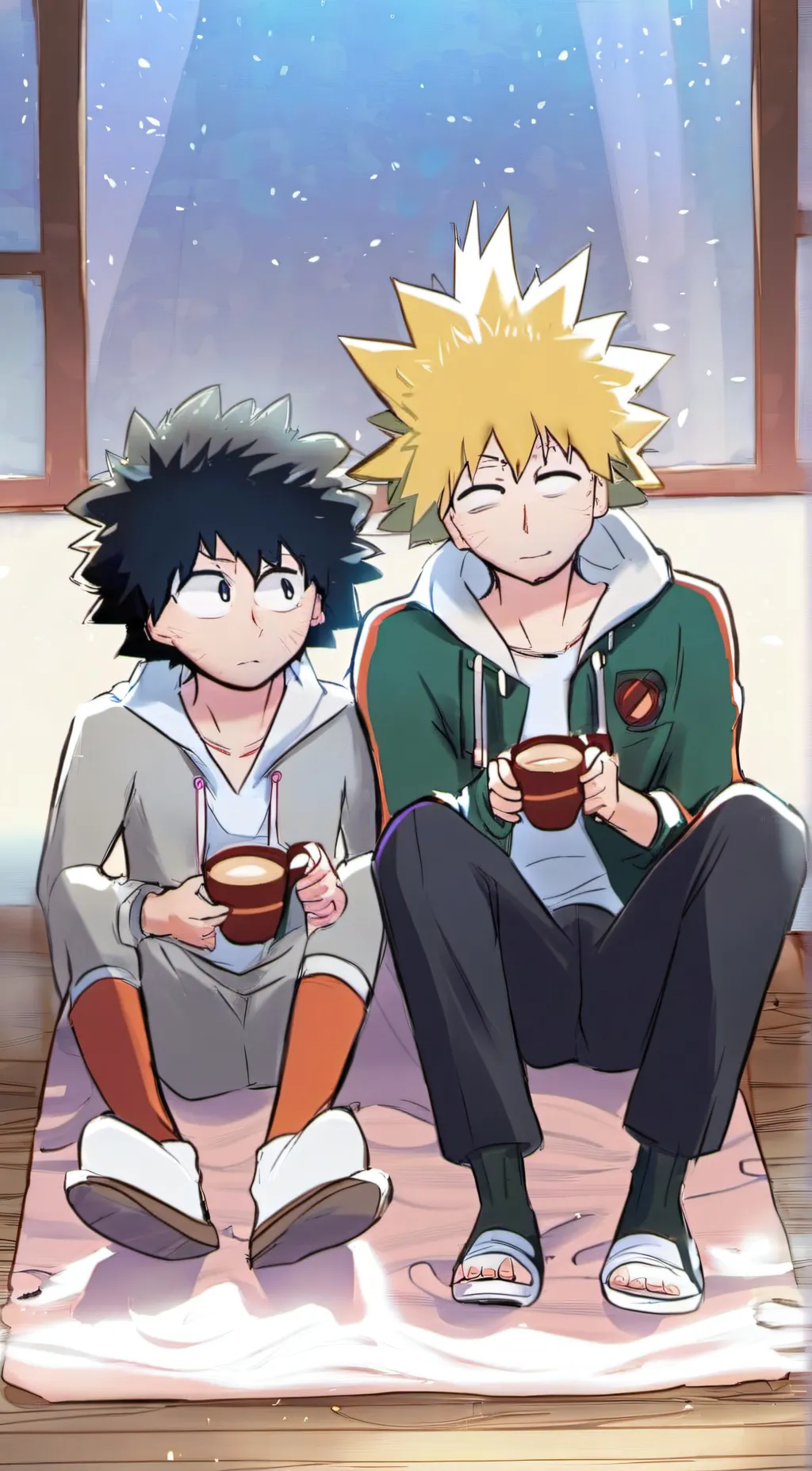 ai character: Bakugo and deku background