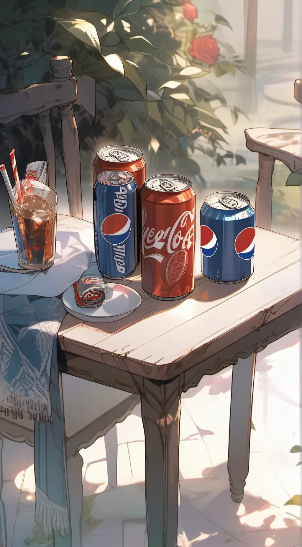 ai character: Pepsi or coke????? background
