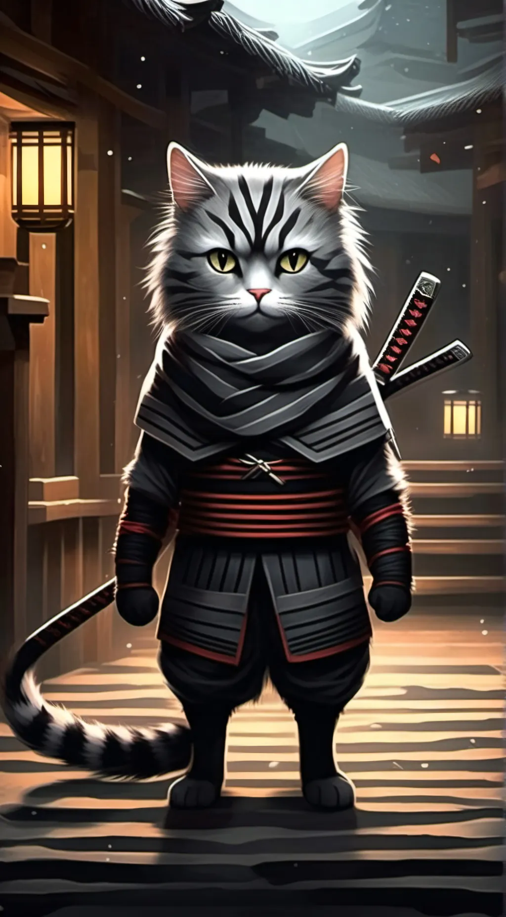 ai character: Cat ninja background
