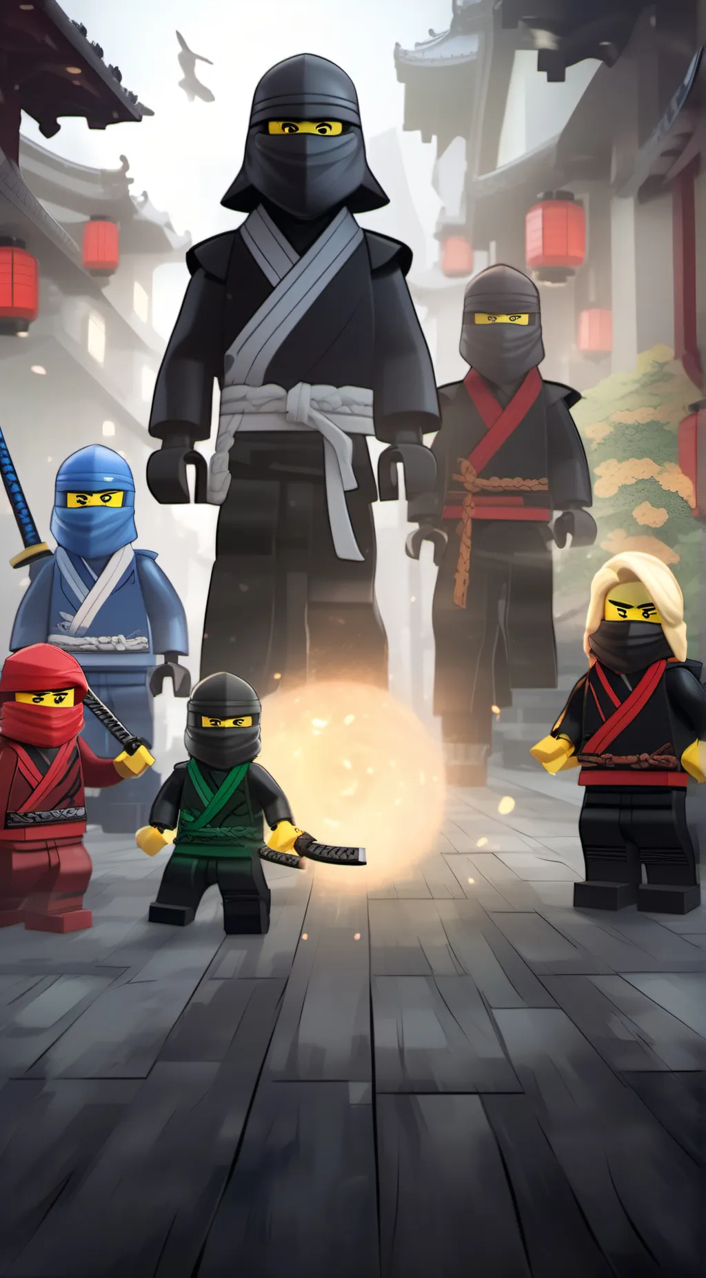 ai character: blue lego ninja background