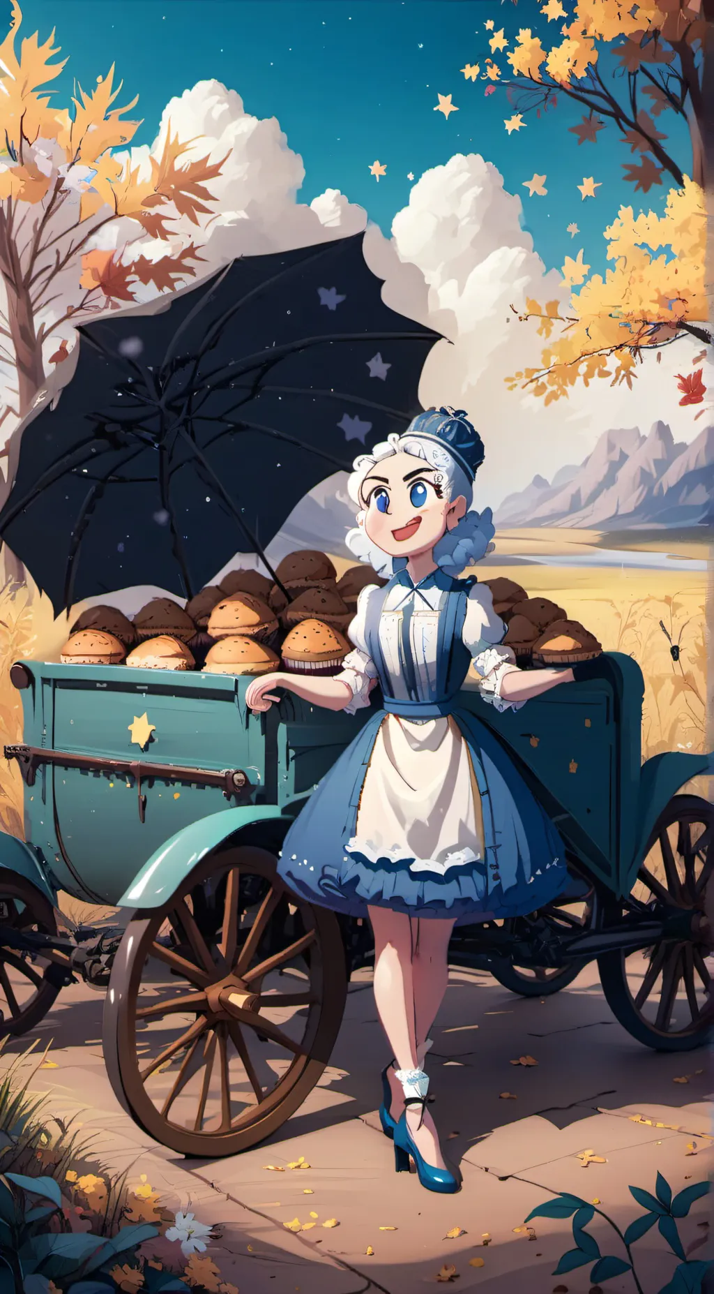 ai character: blue muffin background