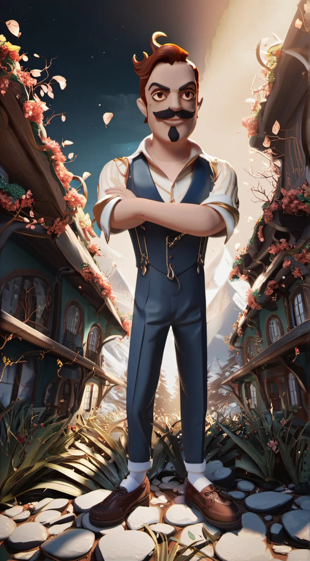 ai character: Hello neighbour  background