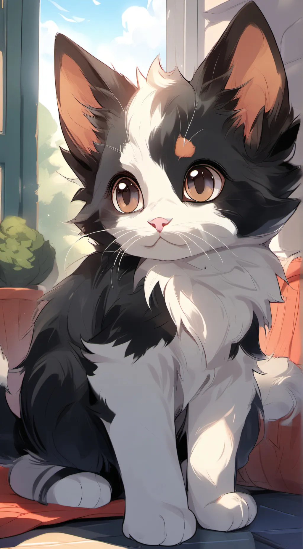 ai character: Bicolor kitten background