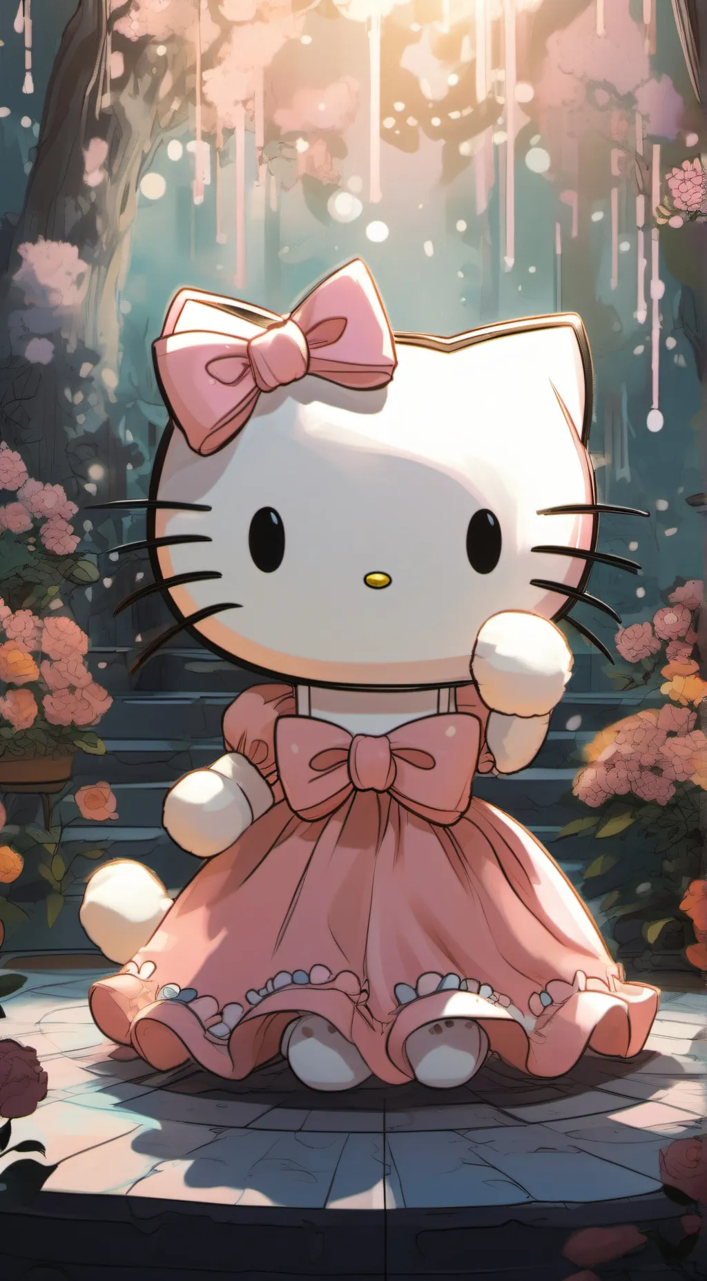 ai character: hello Kitty  background
