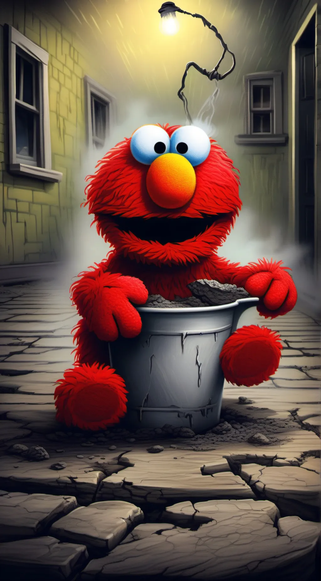 ai character: Depressed Elmo background