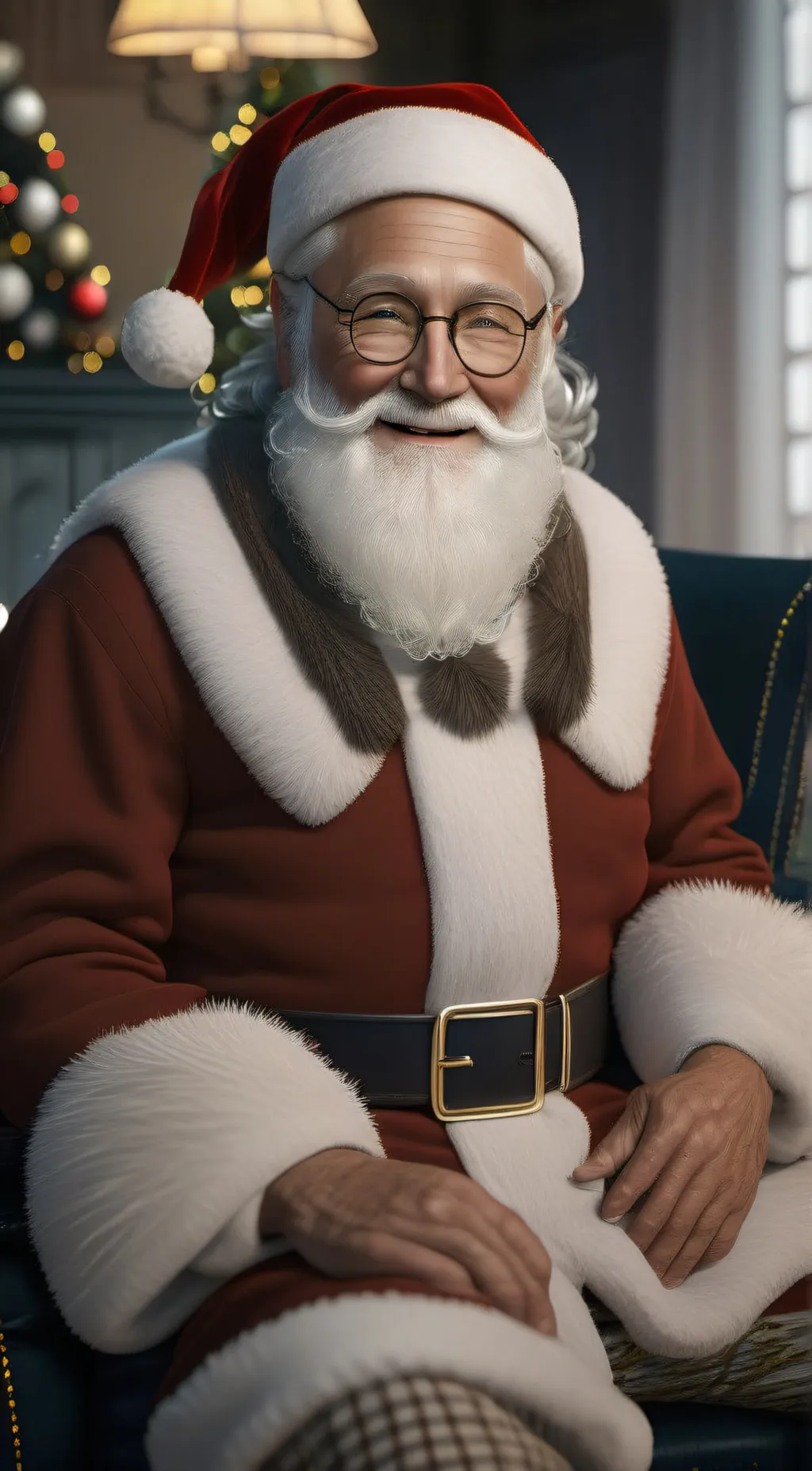 ai character: Santa Claus  background